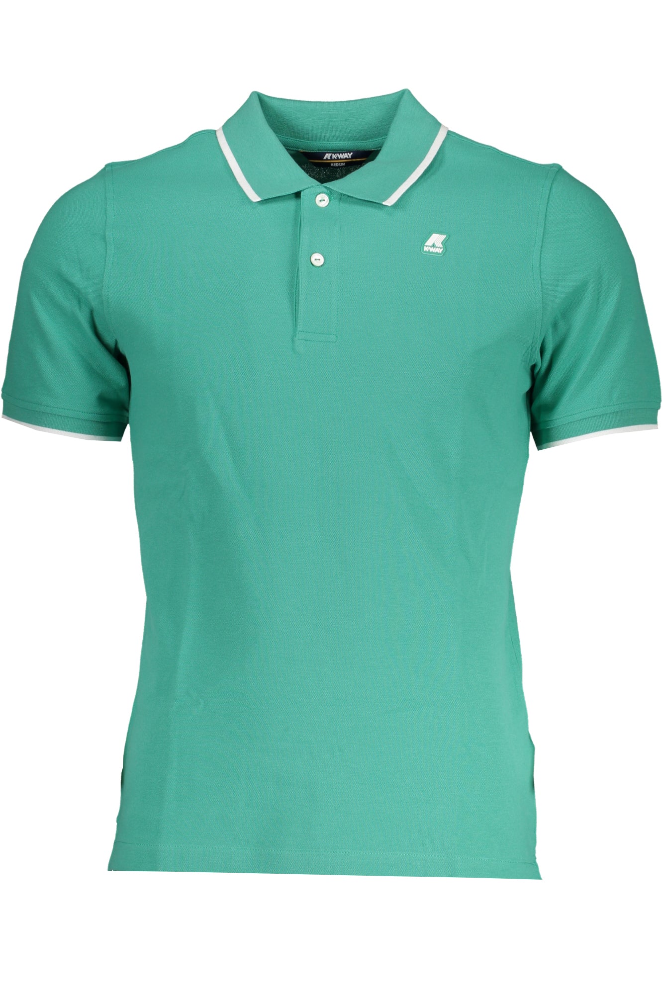 K81311WKAI_VEWEV – Grünes Herren-Poloshirt mit Kontrastdetails & Applikation, Kurzarm – Größe: XL – Farbe: Verde