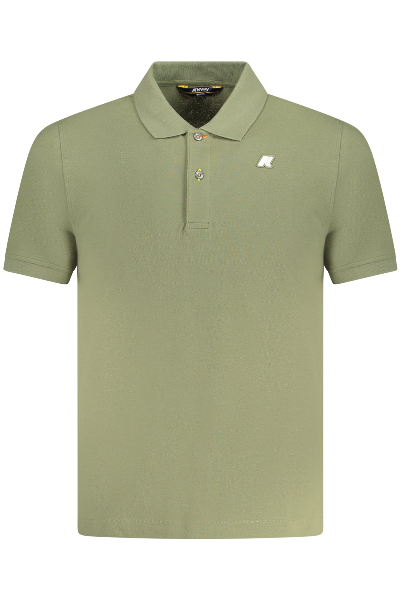 K1125CWVINNIEPIQUE_VEV15 – Grünes Herren-Poloshirt mit Applikation und Logo – Kurzarm, 2 Knöpfe – Größe: S, M, L, XL, 2XL – Farbe: Verde