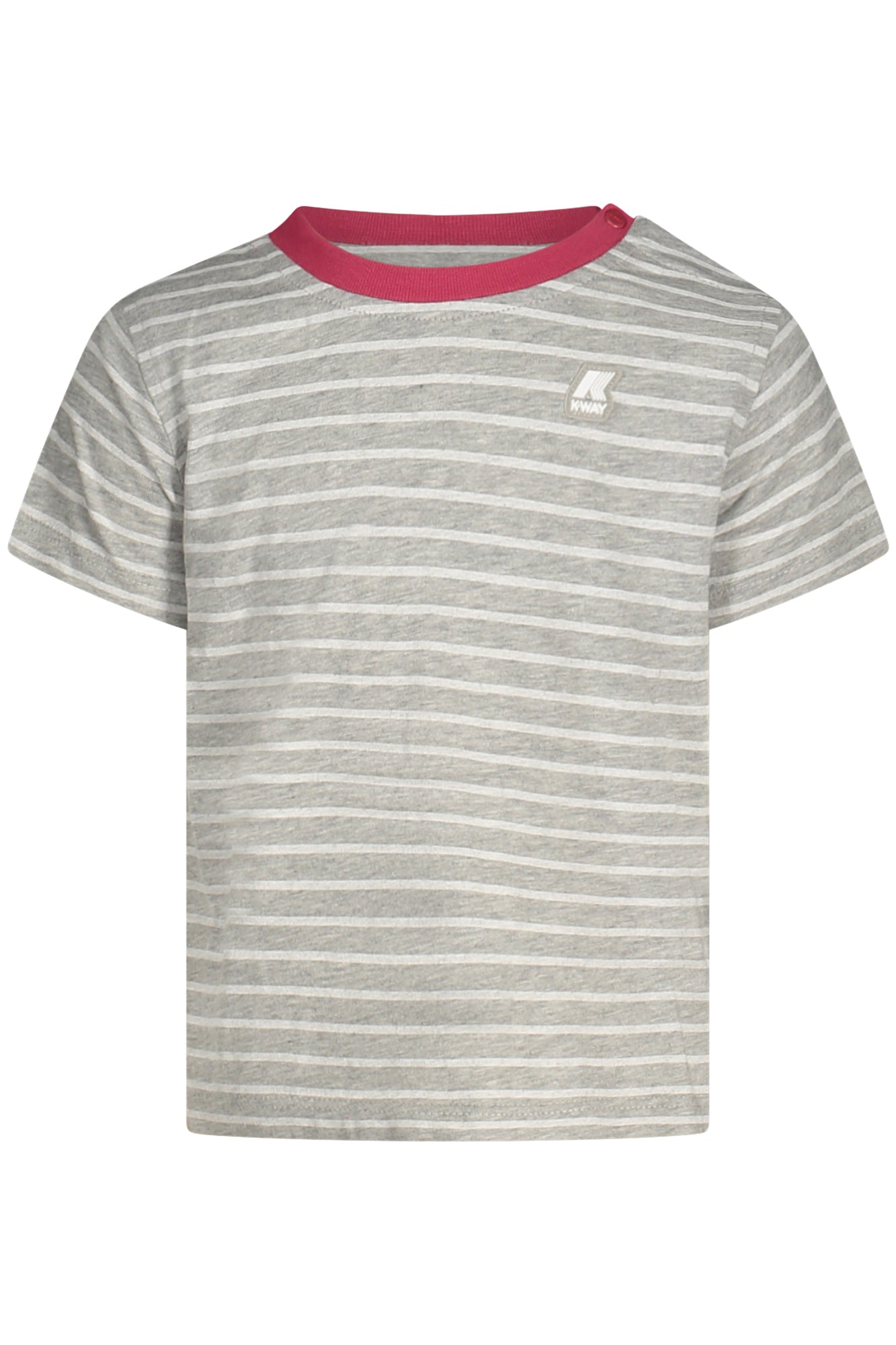 K6117UWEPETE_GRAP1 – Stylisches Mädchen T-Shirt Grau - Streifen & Druckknöpfe✔️ – Größe: 18M, 3-6M, 24M, 12M – Farbe: Grigio