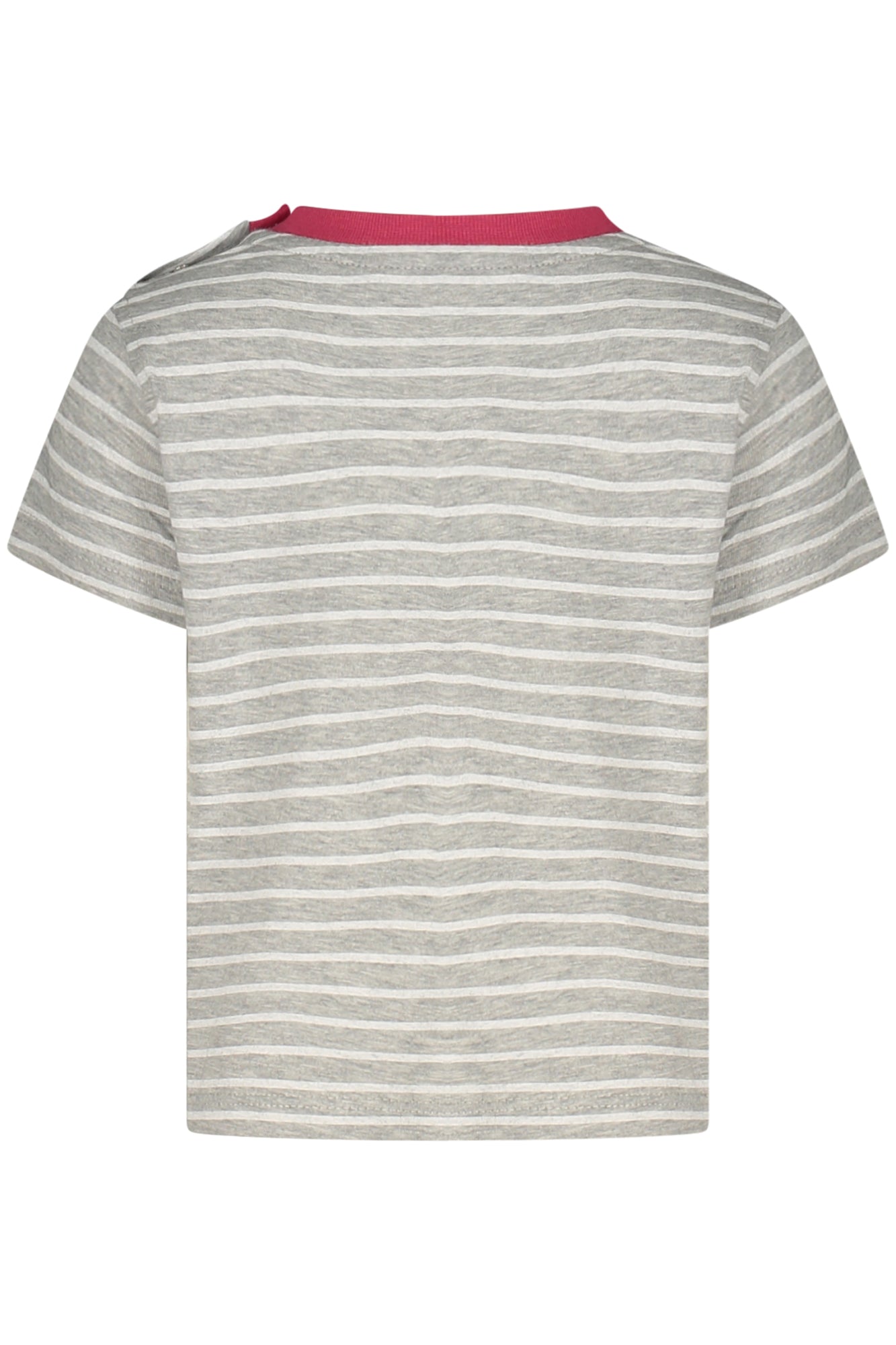 K6117UWEPETE_GRAP1 – Stylisches Mädchen T-Shirt Grau - Streifen & Druckknöpfe✔️ – Größe: 18M, 3-6M, 24M, 12M – Farbe: Grigio