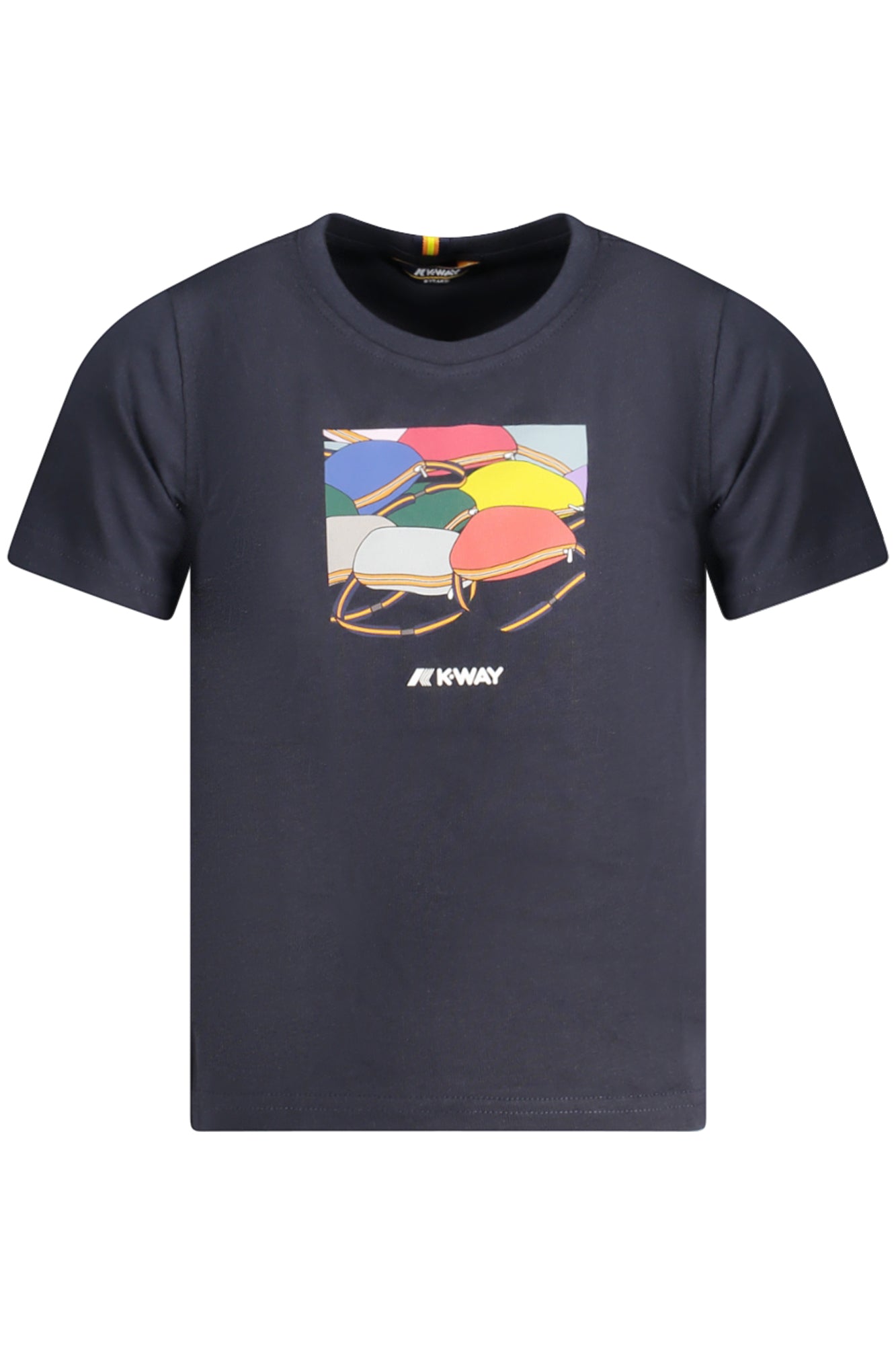 K3124FWPODOM_BLK89 – Blaues Kinder Kurzarm T-Shirt mit Rundhals und Druckdesign – Größe: 8A, 14A, 3A, 4A, 16A, 10A, 12A, 6A – Farbe: Blu