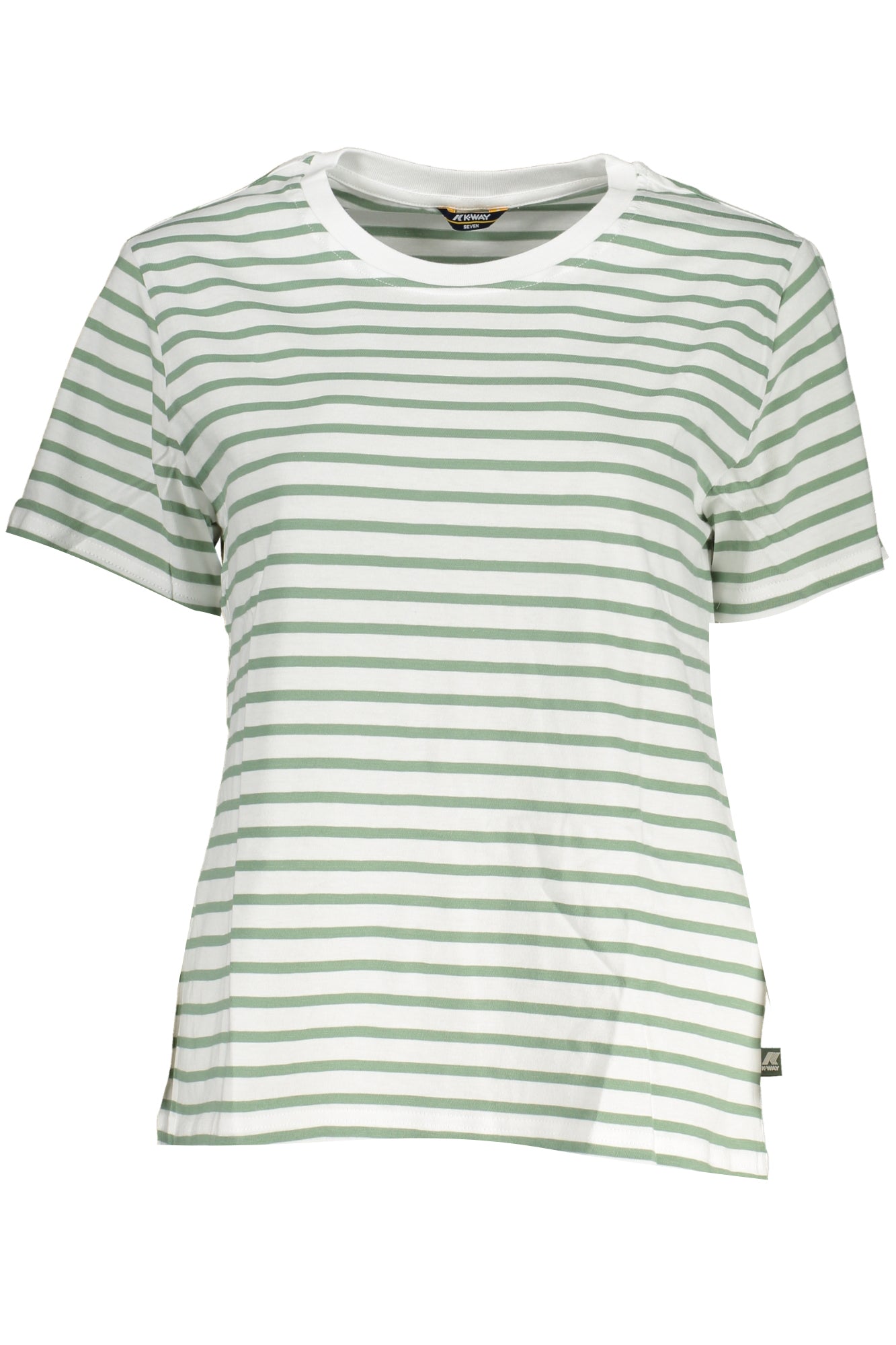 K7115LWAMALIASTRIPES_BIAIS – Weißes Damen Kurzarm T-Shirt mit Kontrastdetails und Rundhals – Größe: XS – Farbe: Bianco