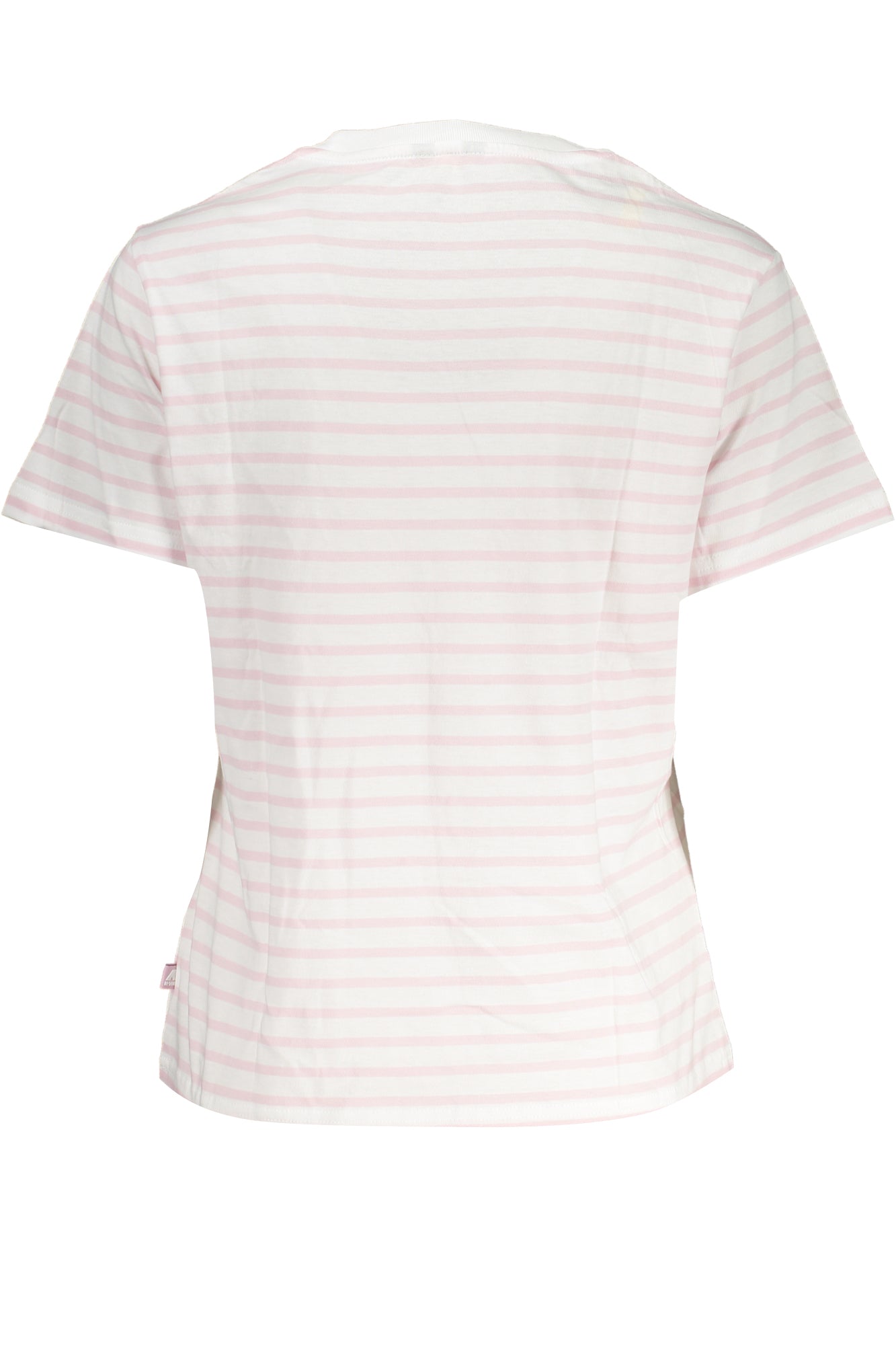 K7115LWAMALIASTRIPES_BIAI5 – Damen Kurzarm T-Shirt Weiß – Runder Ausschnitt, Kontrastdetails – Größe: S, XL, L – Farbe: Bianco