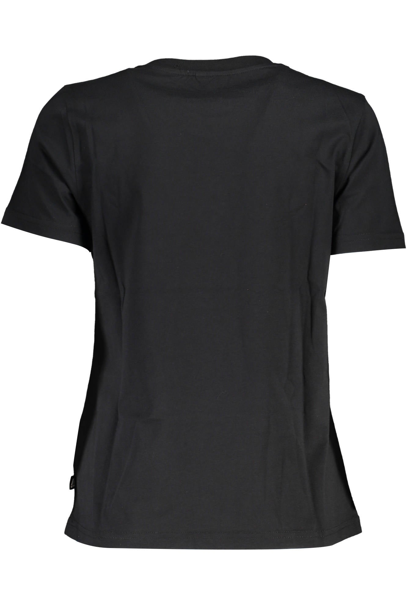 K7115JW_NERO_USY-BLACK – Damen Kurzarm T-Shirt Schwarz mit Kontrastdetails und Logo – Größe: XS, M, L, XL – Farbe: Nero