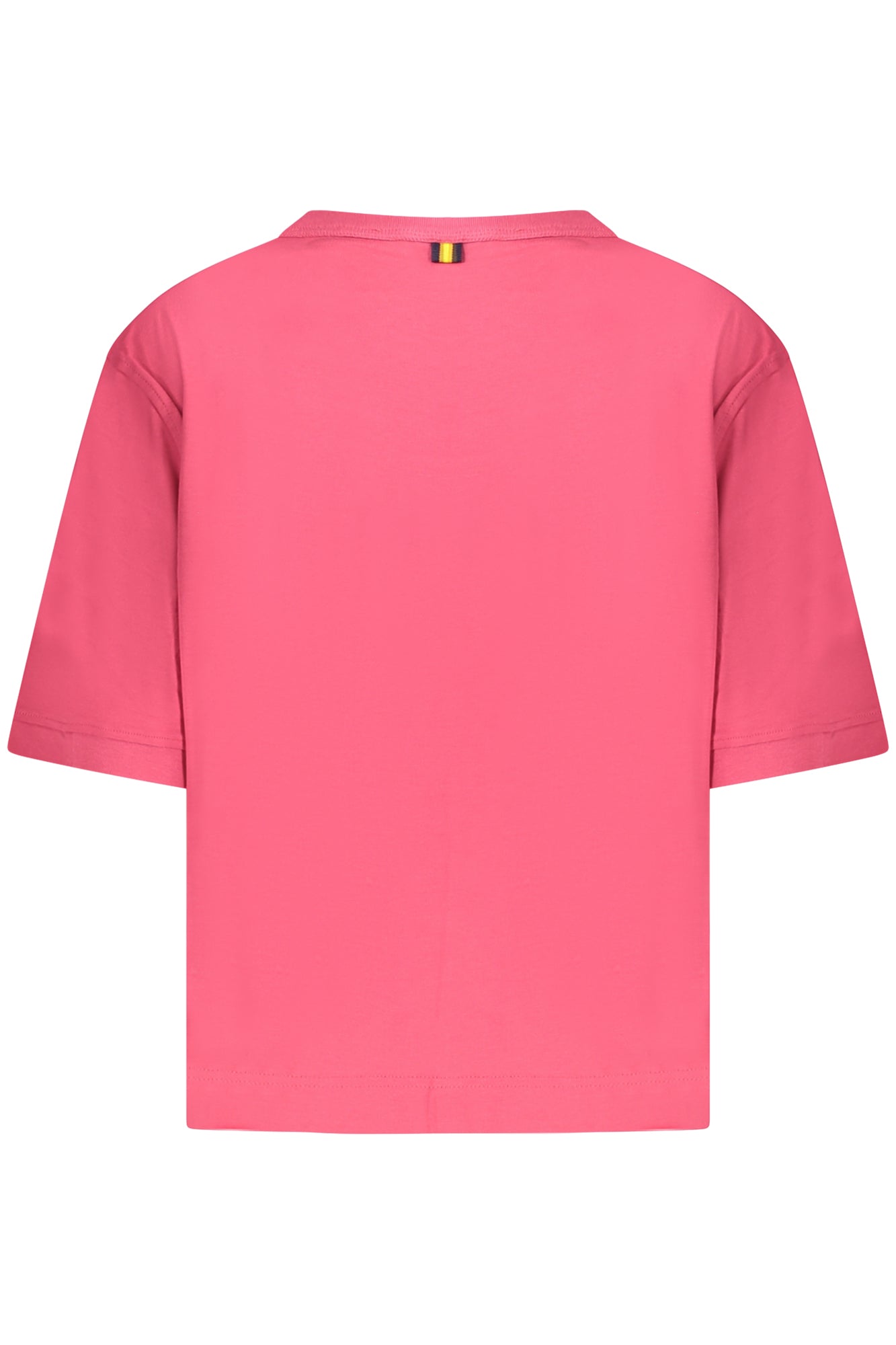 K71282WAMELINE_RSXBW – Rosa Damen-T-Shirt mit weitem Ausschnitt und Applikation – Größe: S, M, L, XL – Farbe: Rosa