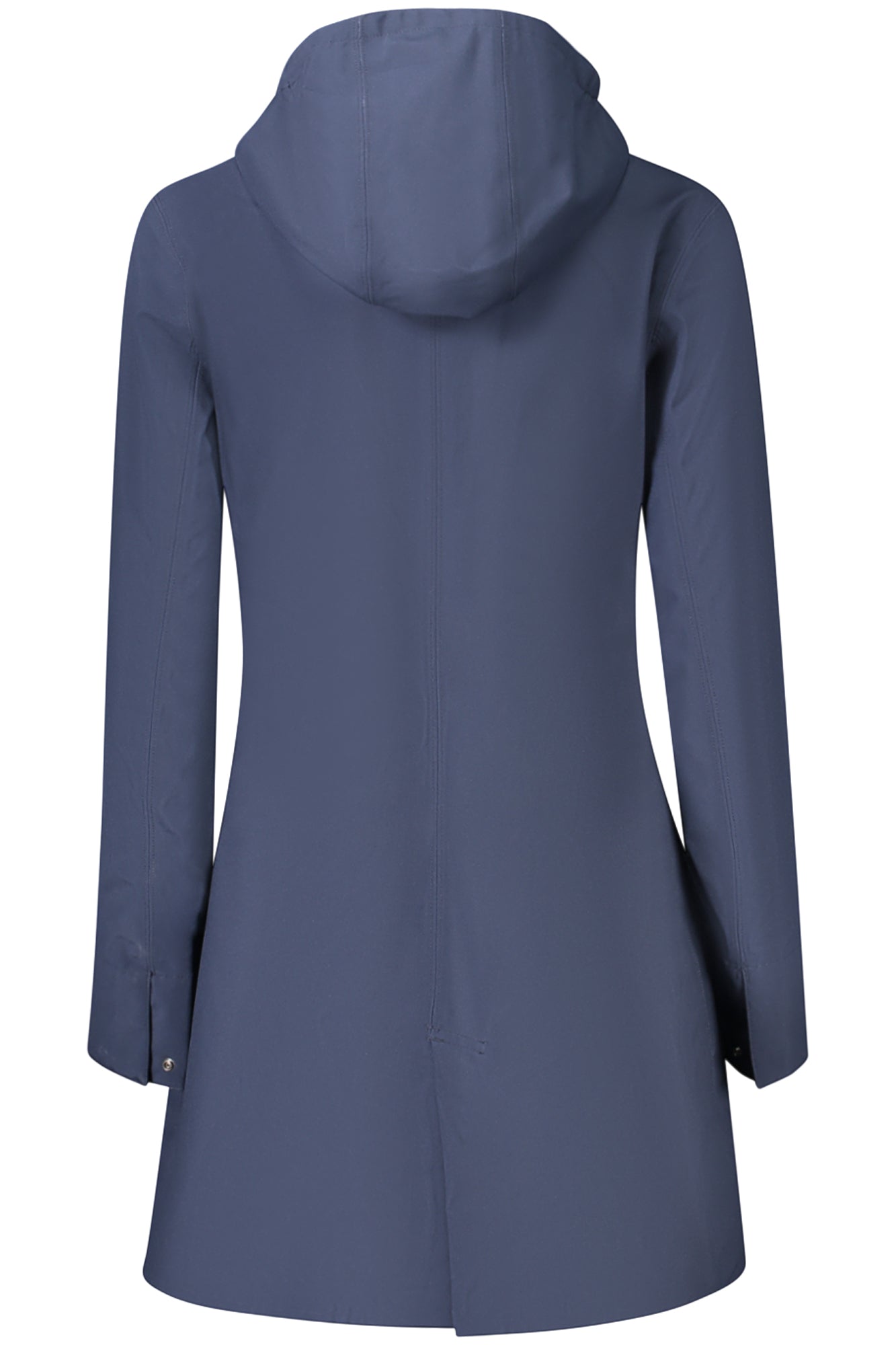 K7127JWMATHYBONDED_BLK89 – Stilvoller Damen Trenchcoat Blau mit Kapuze und Taschen – Größe: S, M, L – Farbe: Blu