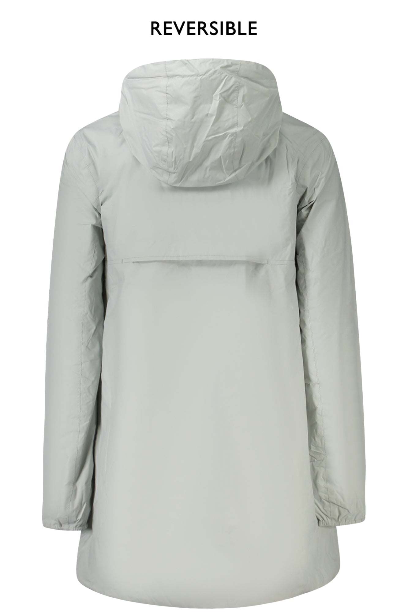 K7123MWSOPHIEECOPLUS_GRAOW – Wasserdichter Damen Trenchcoat Grau/Weiß mit Kapuze, Wendbar – Größe: L, M, S – Farbe: Grigio