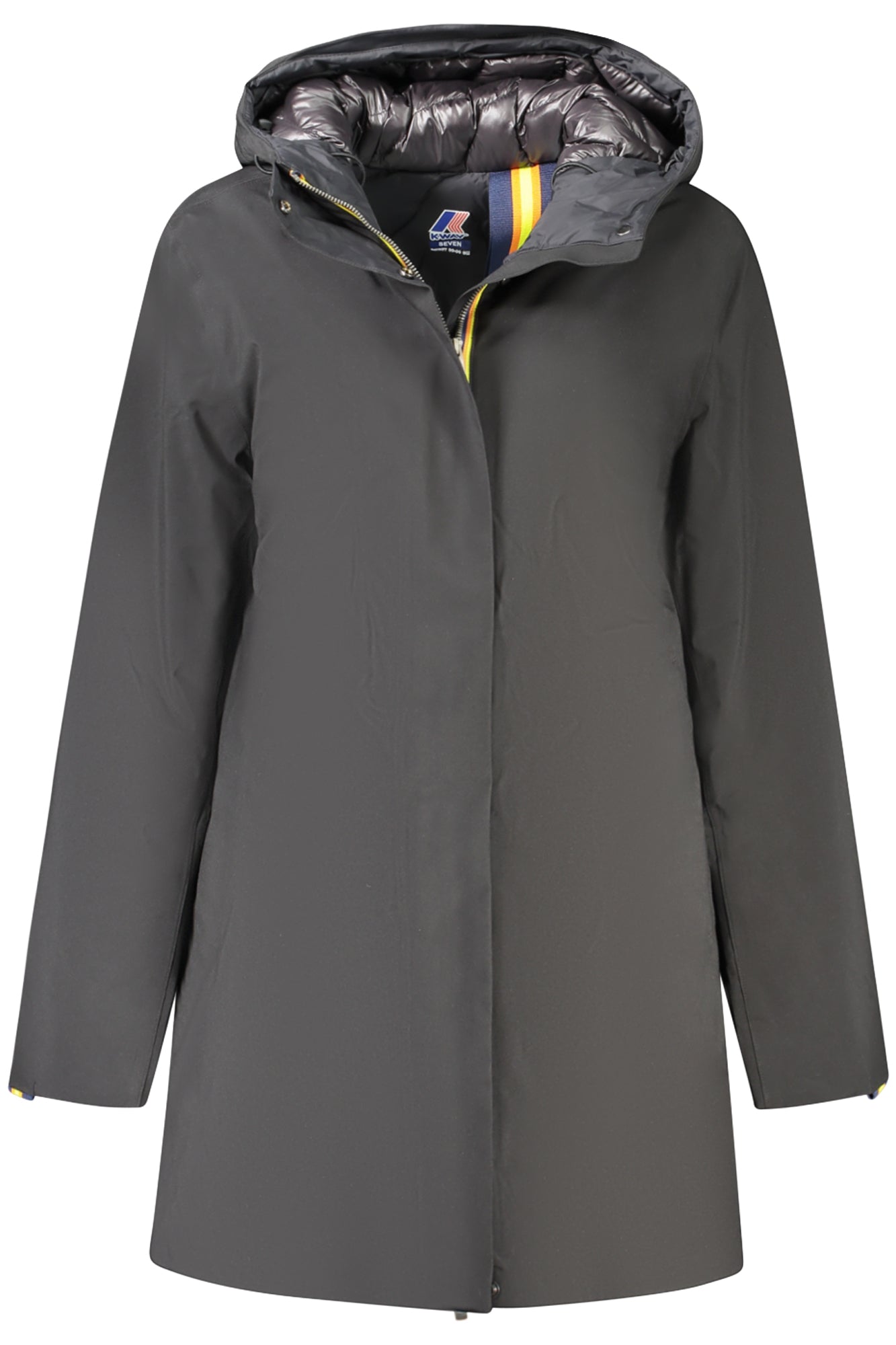 K5136DWMATHIELBONDEDPADDED_NEAT0 – Eleganter Damen-Trenchcoat schwarz, gefüttert mit Kapuze und Taschen – Größe: S, M, L – Farbe: Nero