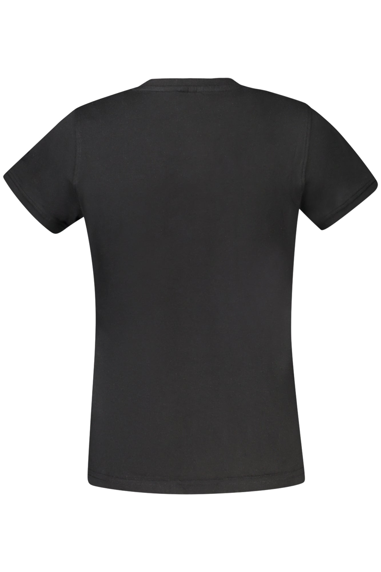 303H0P0_NE005 – Damen Kurzarm T-Shirt: Schwarz, V-Ausschnitt, Stickerei-Detail – Größe: XS, S, M, L, XL – Farbe: Nero