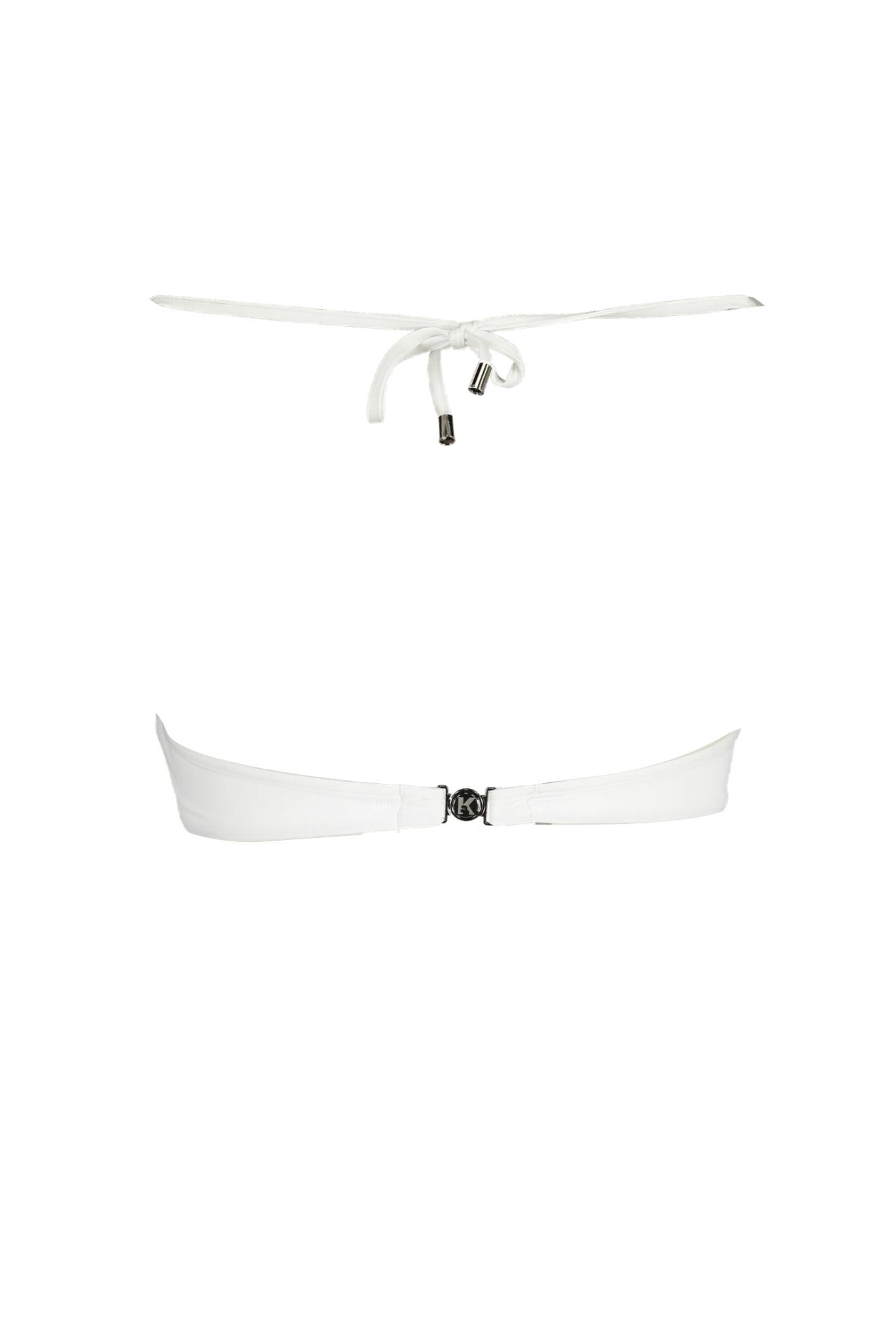 KL22WTP04_BIANCO_WHITE – Damen Bandeau-Badeanzug Weiß: Stilvoller Strandlook mit Kontrastdetails – Größe: XS, S – Farbe: Bianco