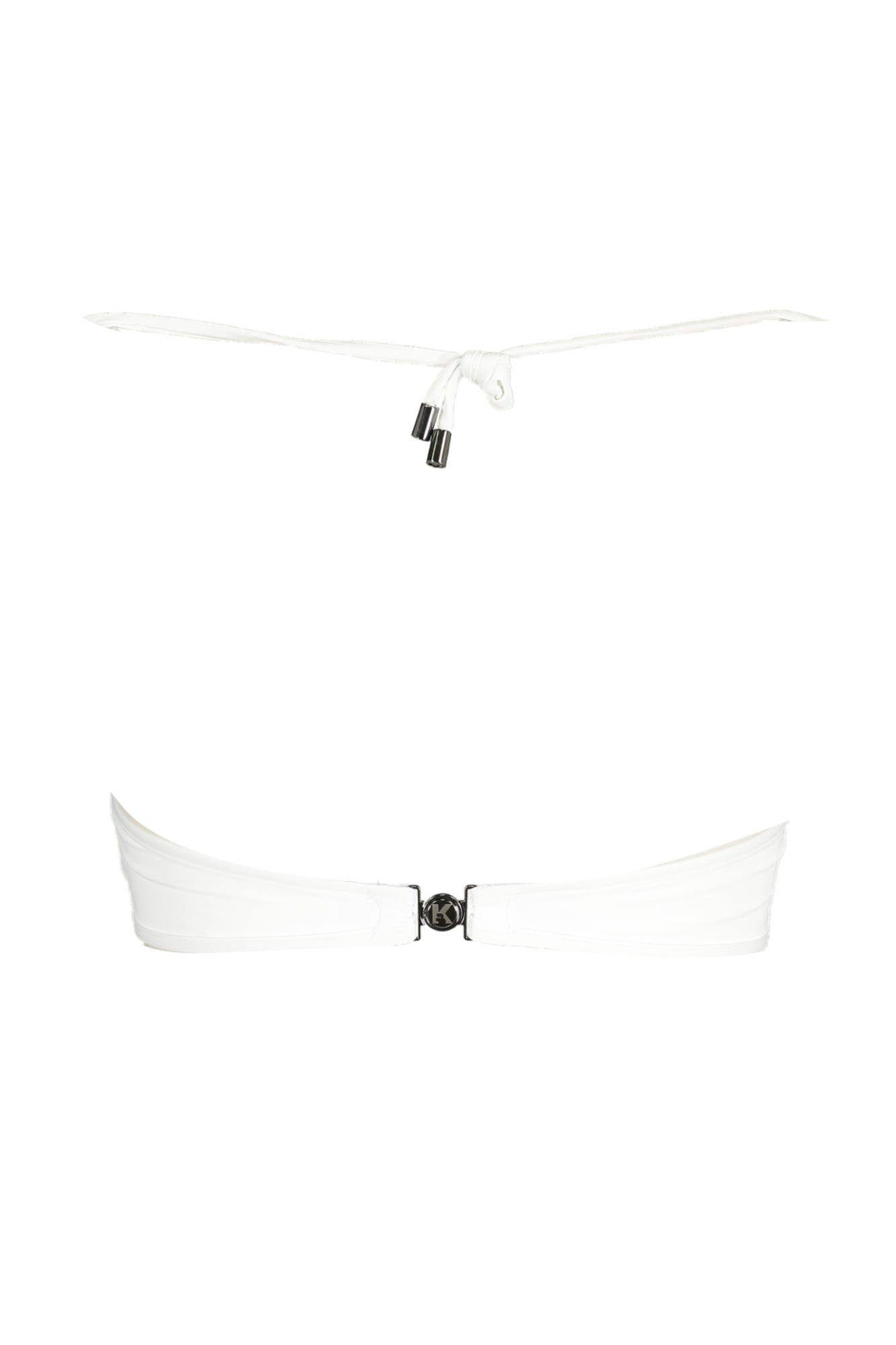 KL22WTP17_BIANCO_WHITE – Eleganter Weißer Bandeau-Bikini mit Kontrastdetails für Damen – Größe: S – Farbe: Bianco