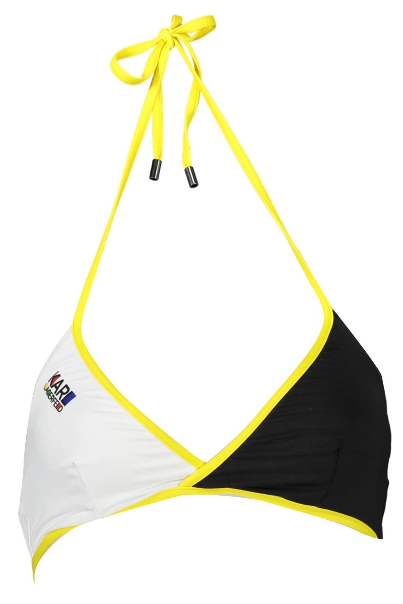 KL20WTP07_NERO_BLACK – Damen Dreieck-Bikini Schwarz mit Kontrastdetails und Logo-Print – Größe: XS, S, M – Farbe: Nero