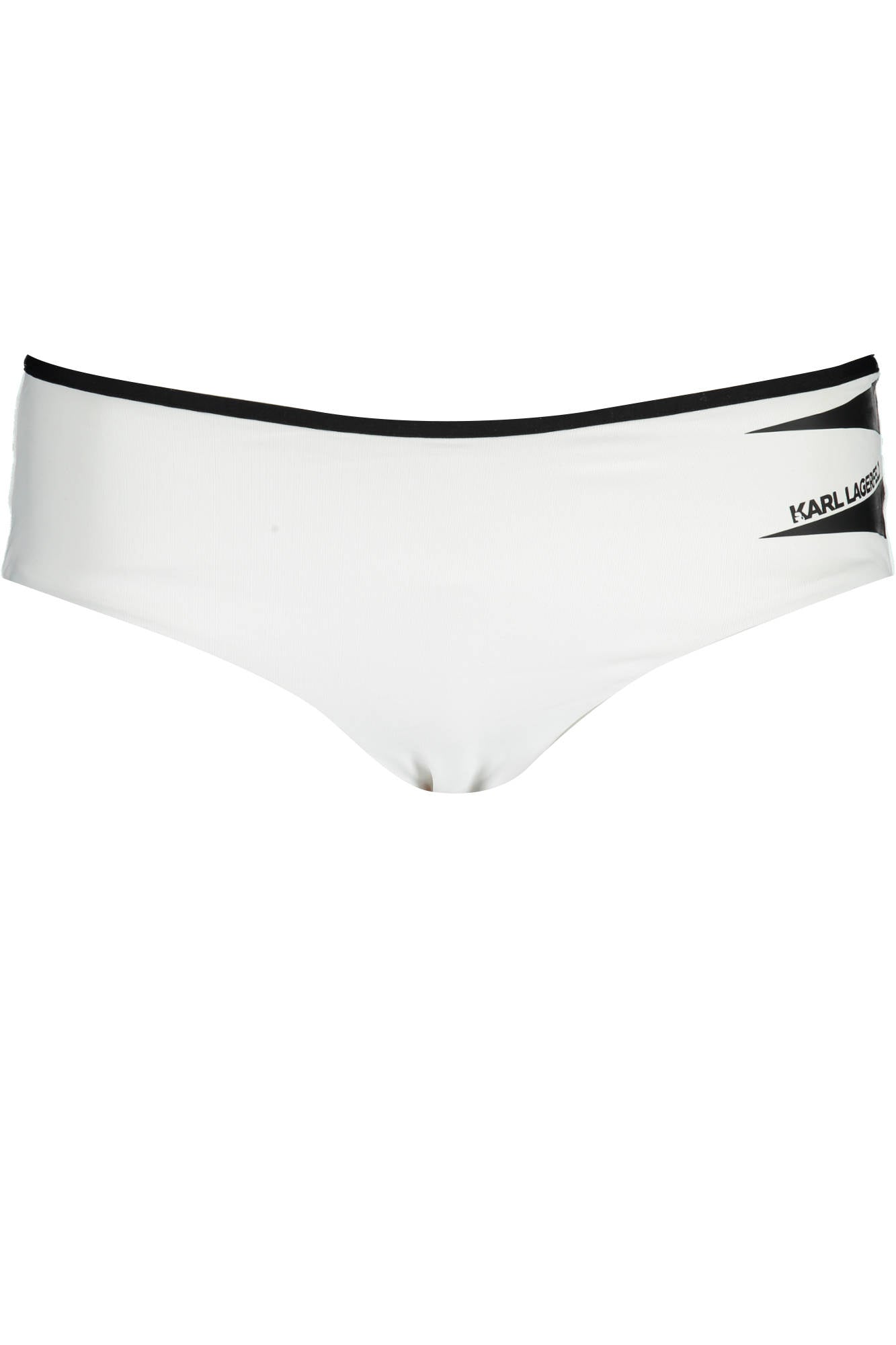 KL22WBT12_BIANCO_WHITE – Damen Badehose Weiß: Gefüttert mit Kontrastdetails & Print-Design – Größe: XS – Farbe: Bianco