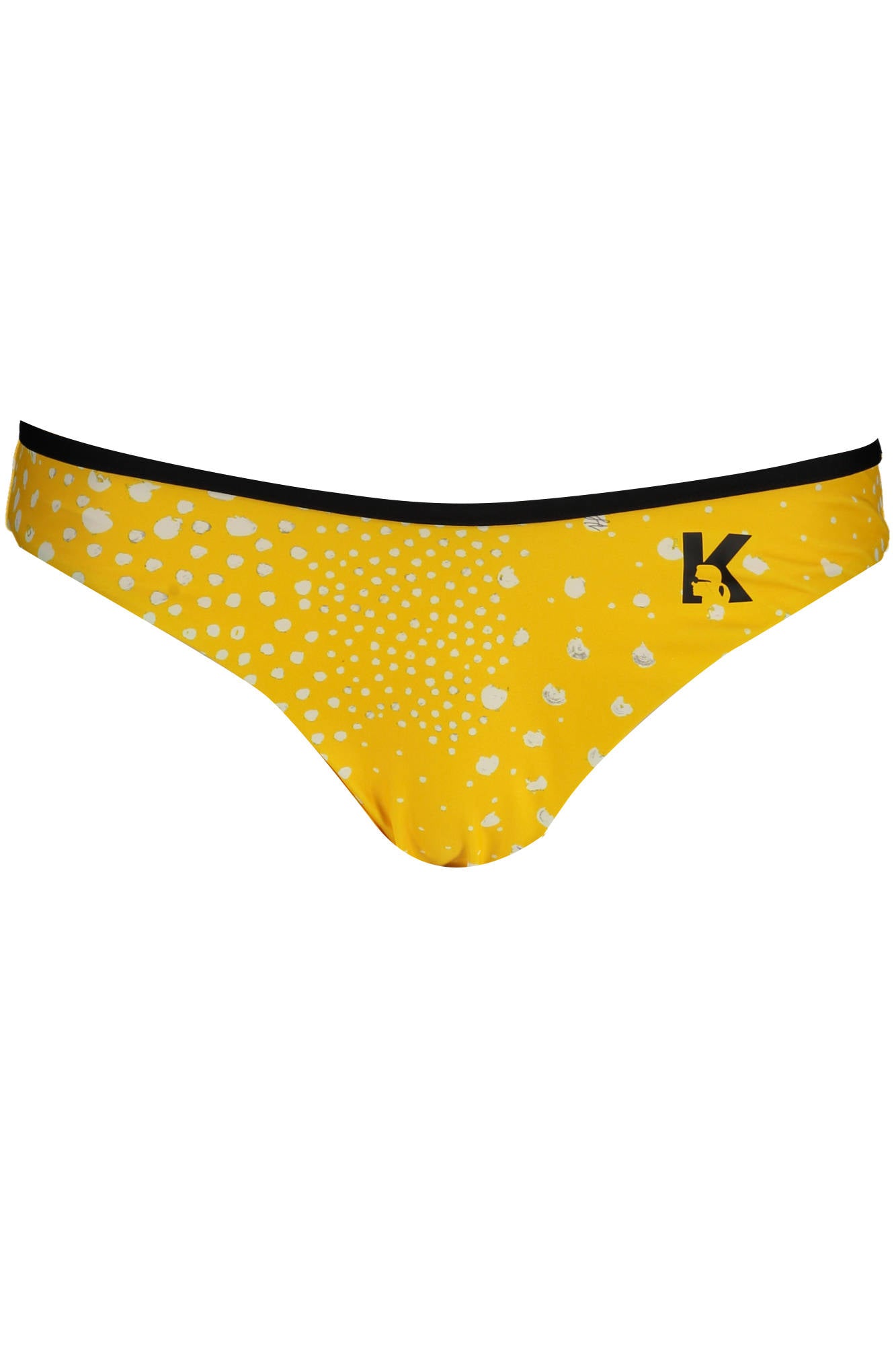 KL22WBT21_GIALLO_YELLOW – Stilvolle Damen-Badehose in Gelb mit Kontrastdetails und Print – Größe: XS, S, M – Farbe: Giallo