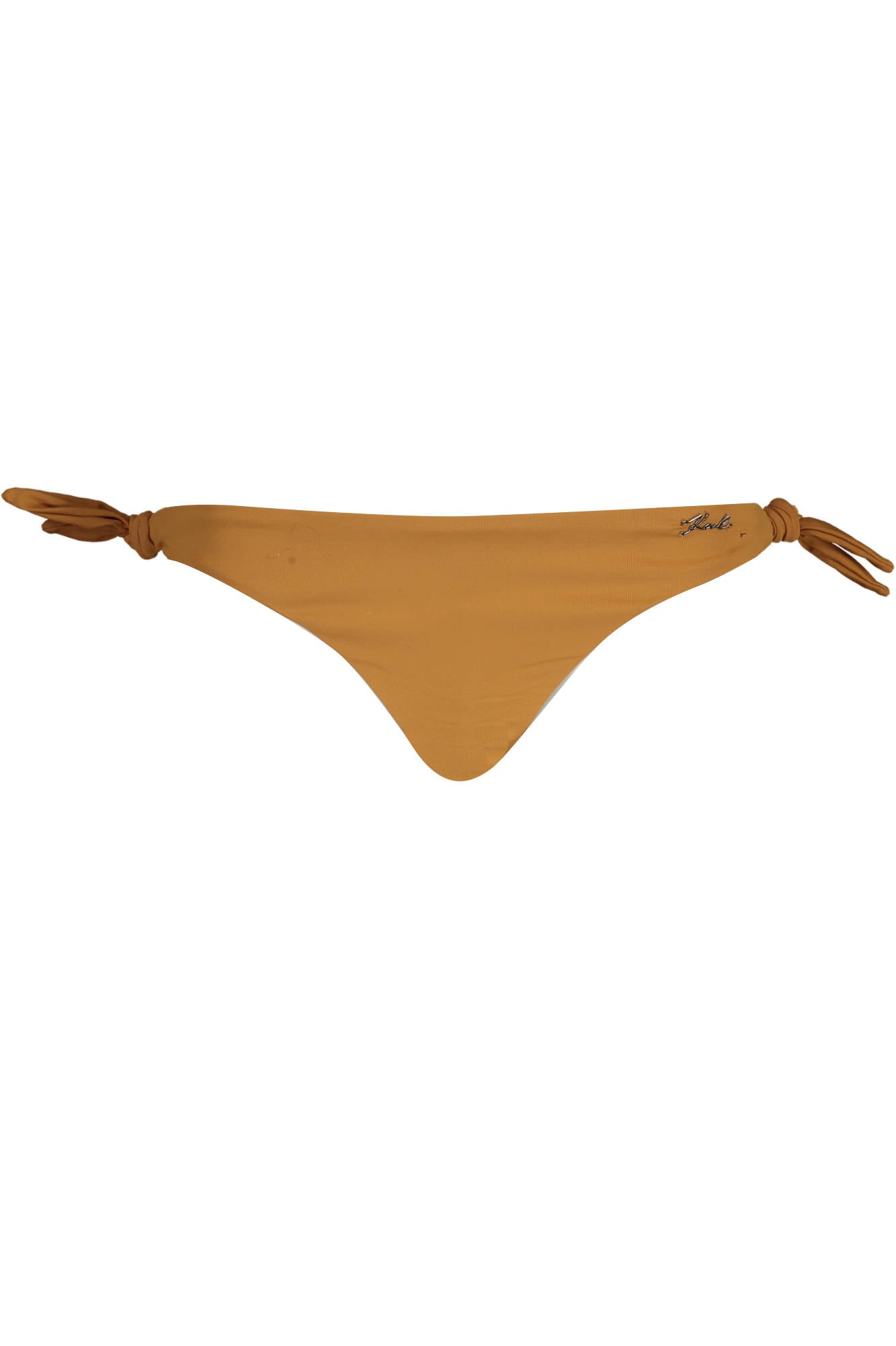 KL22WBT02_MARRONE_BROWN – Elegante Braune Damen Bikinihose mit Schnürung & Applikation – Größe: XS, S, M – Farbe: Marrone
