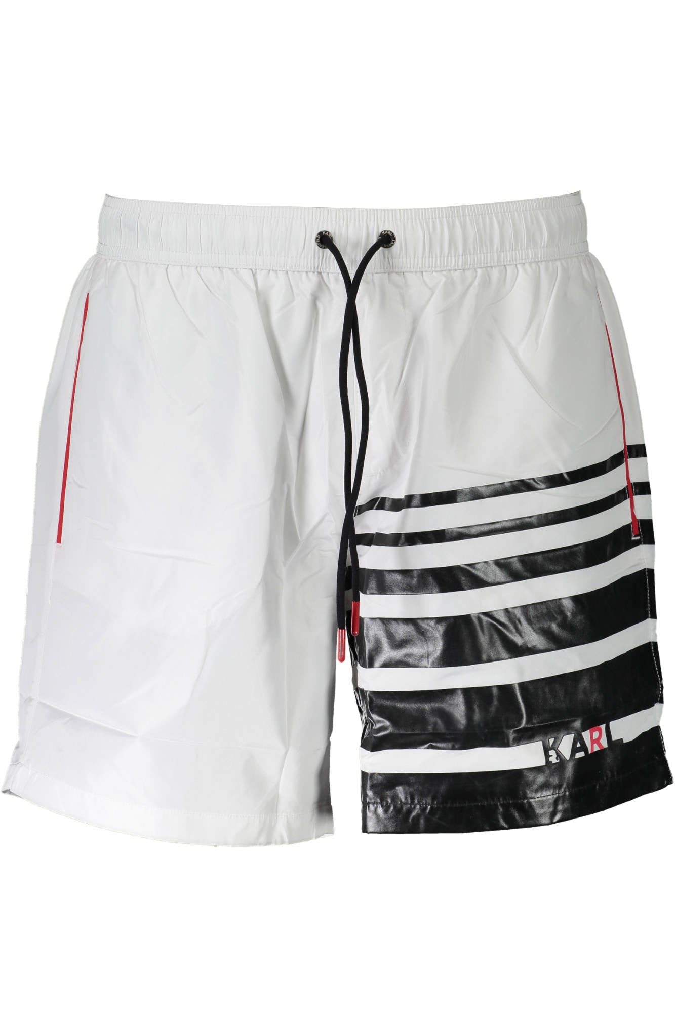 KL20MBM03_BIANCO_WHITE – Moderner Herren-Badeslip in Weiß mit Taschen und Logodetails – Größe: S – Farbe: Bianco