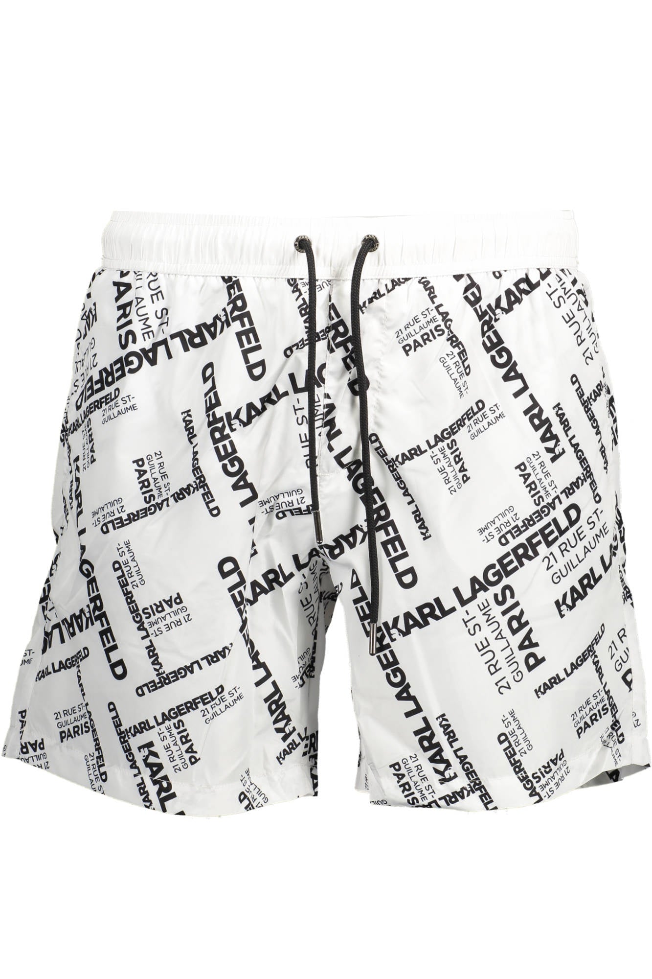 KL22MBM09_BIANCO_WHITE – Stilvolle Herren-Badeshorts in Weiß mit Kontrastdetails und Taschen – Größe: S, M, L, XL – Farbe: Bianco