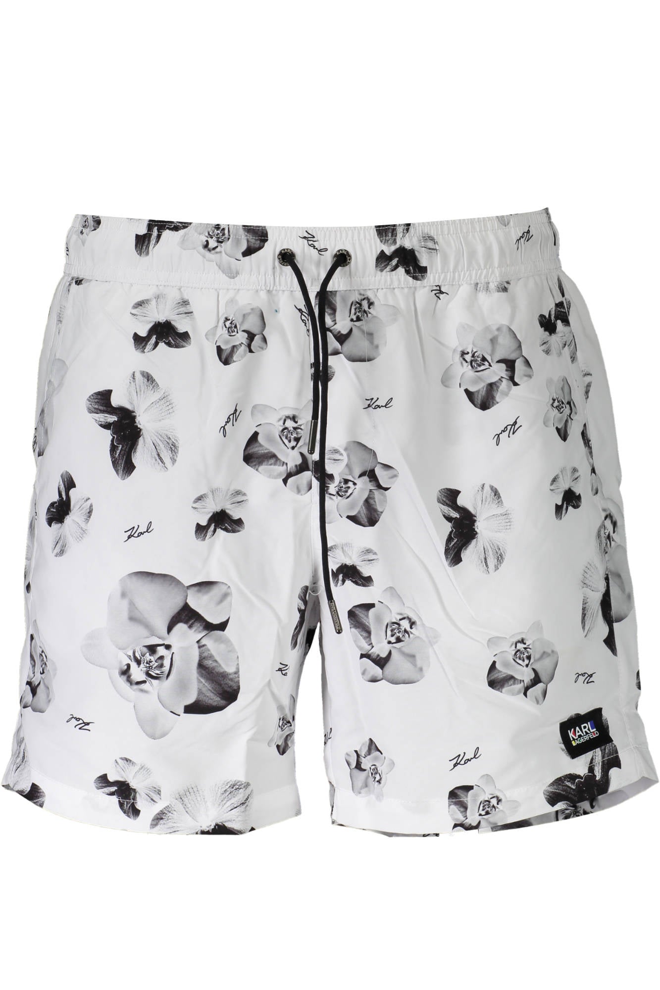 KL20MBM12_BIANCO_WHITE – Weiße Herren-Badeshorts mit Taschen & Kordelzug - Stilvoll & Bequem – Größe: S, M, L, XL, 2XL – Farbe: Bianco