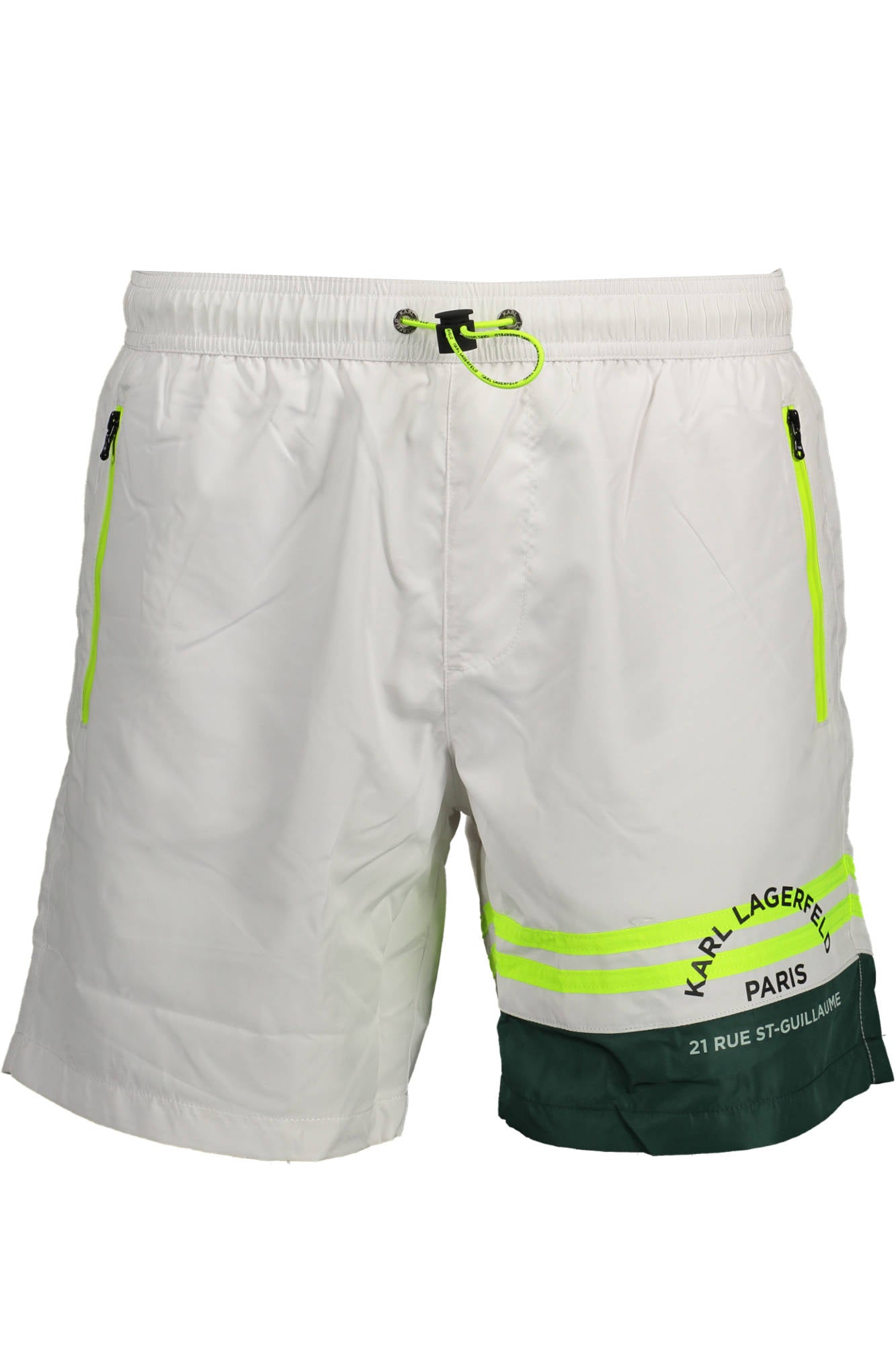 KL22MBM05_BIANCO_WHITE – Badeshorts Herren Weiß - Mittellang mit Taschen & Innenfutter – Größe: S, M, L, XL – Farbe: Bianco