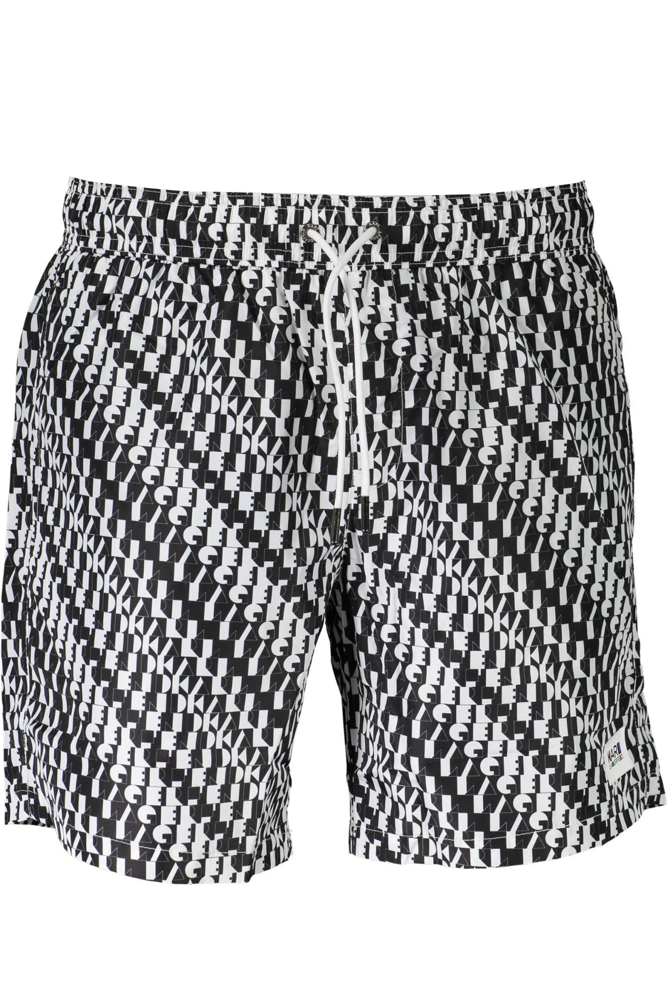 KL20MBM09_BIANCO_BLACKWHITE – Elegante weiße Herren-Badeboxer mit Taschen & Kordeldetails – Größe: S, M, L, 2XL – Farbe: Bianco