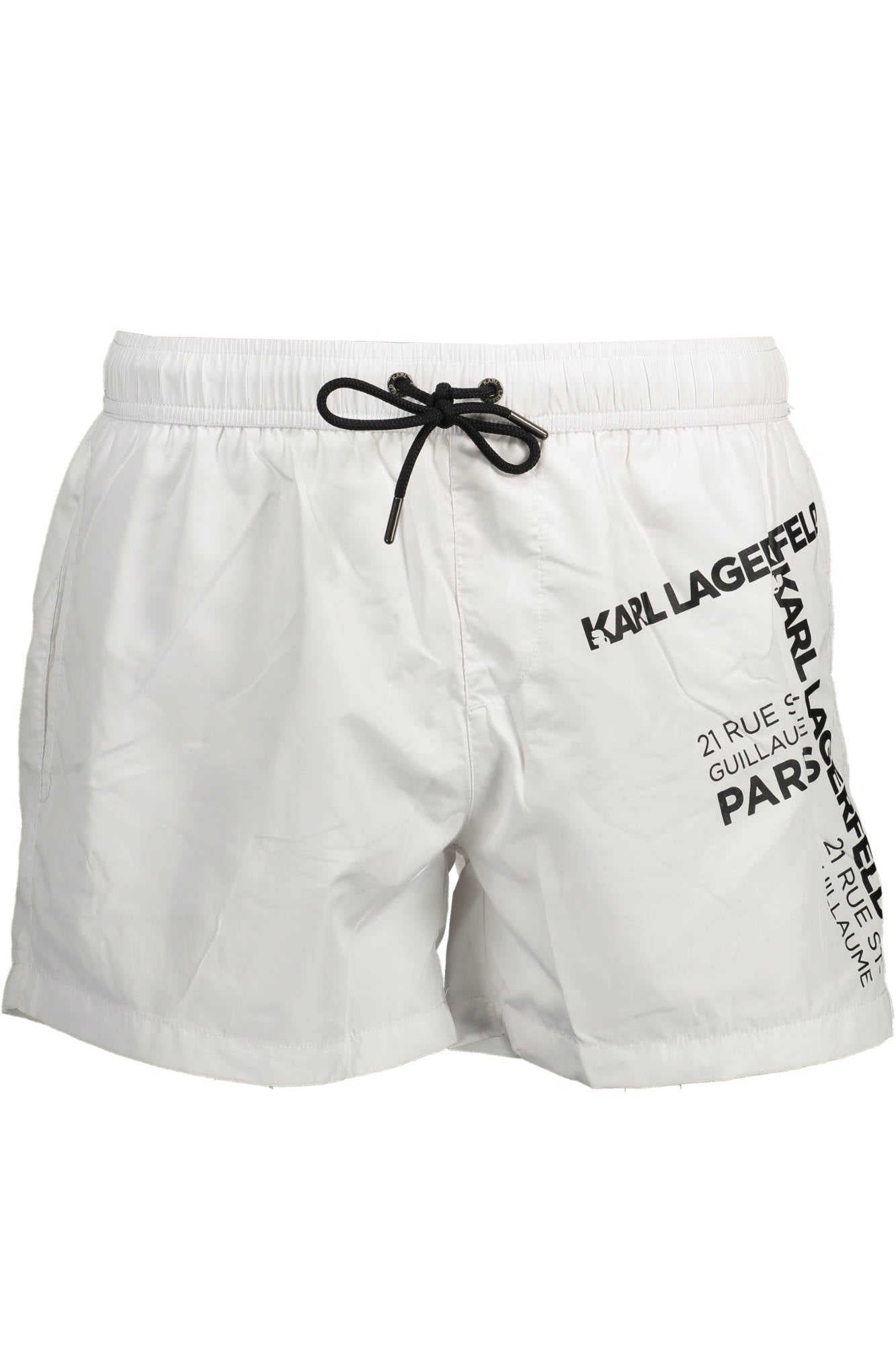 KL22MBS06_BIANCO_WHITE – Elegante weiße Herren-Badeshorts mit Kontrastdetails und Innenslip – Größe: S, L, M – Farbe: Bianco