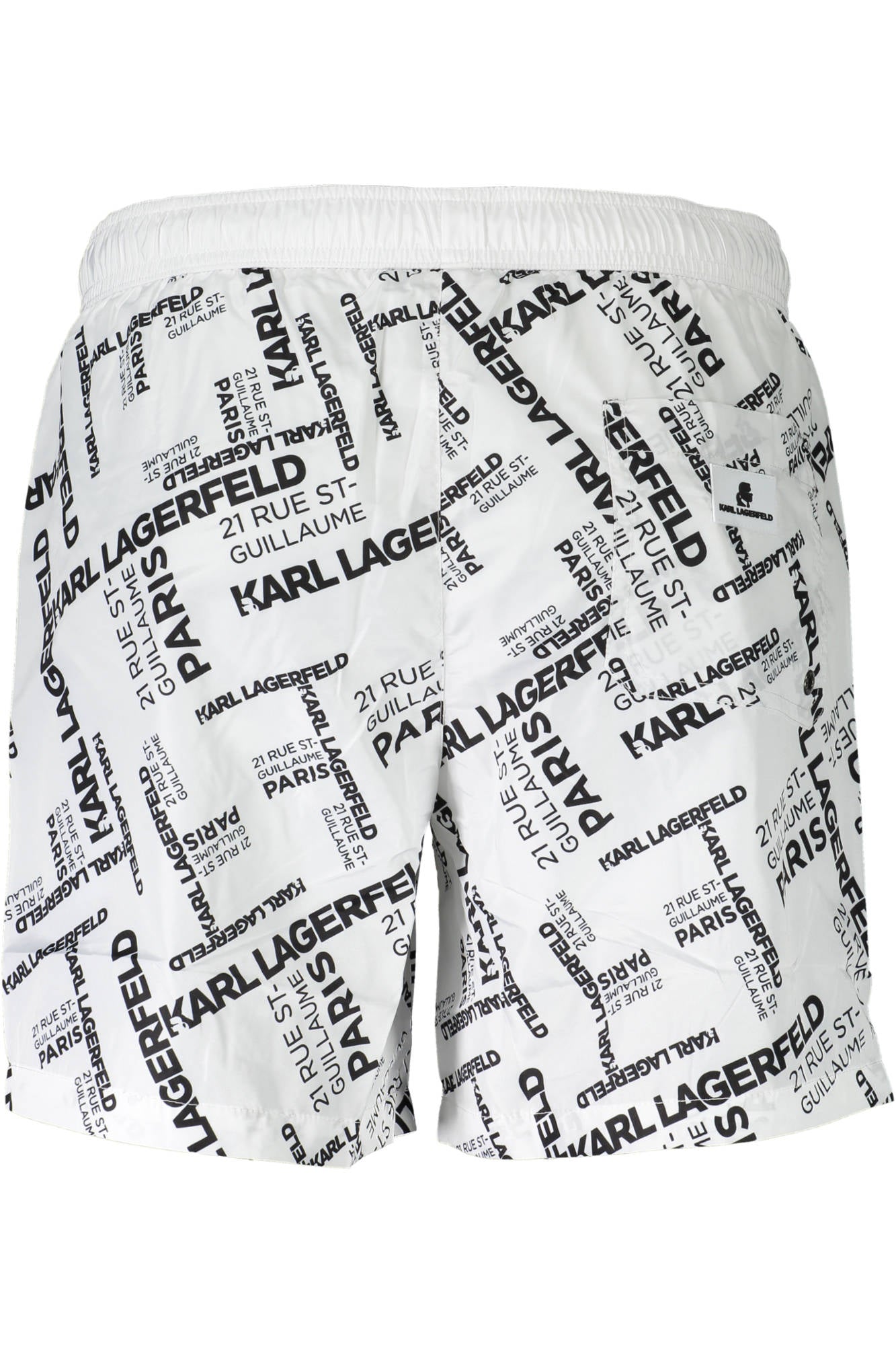KL20MBM08_BIANCO_WHITE – Weiße mittellange Herren Badeshorts mit Taschen & Innenslip – Größe: S, M, L – Farbe: Bianco