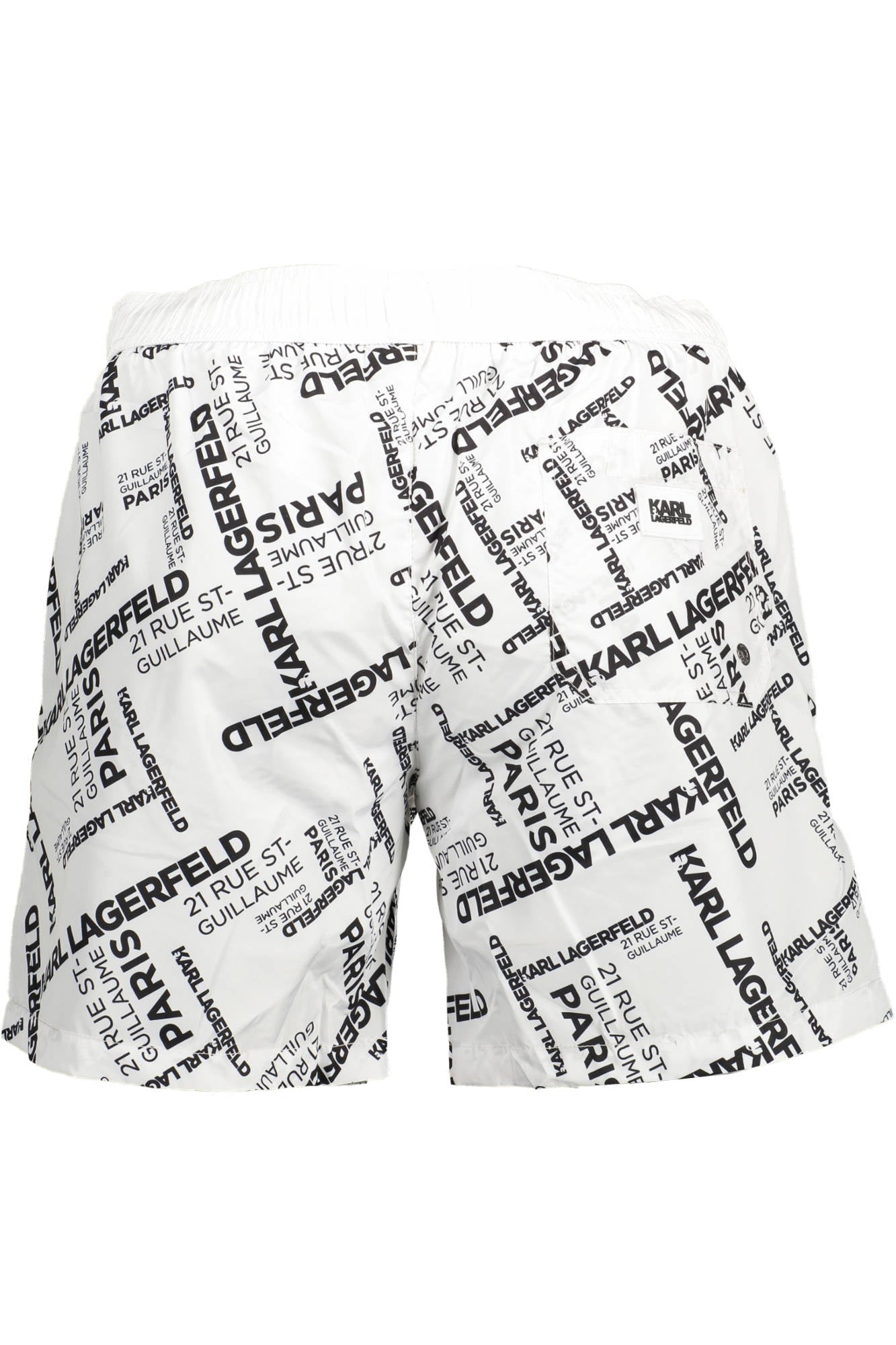KL22MBM09_BIANCO_WHITE – Stilvolle Herren-Badeshorts in Weiß mit Kontrastdetails und Taschen – Größe: S, M, L, XL – Farbe: Bianco