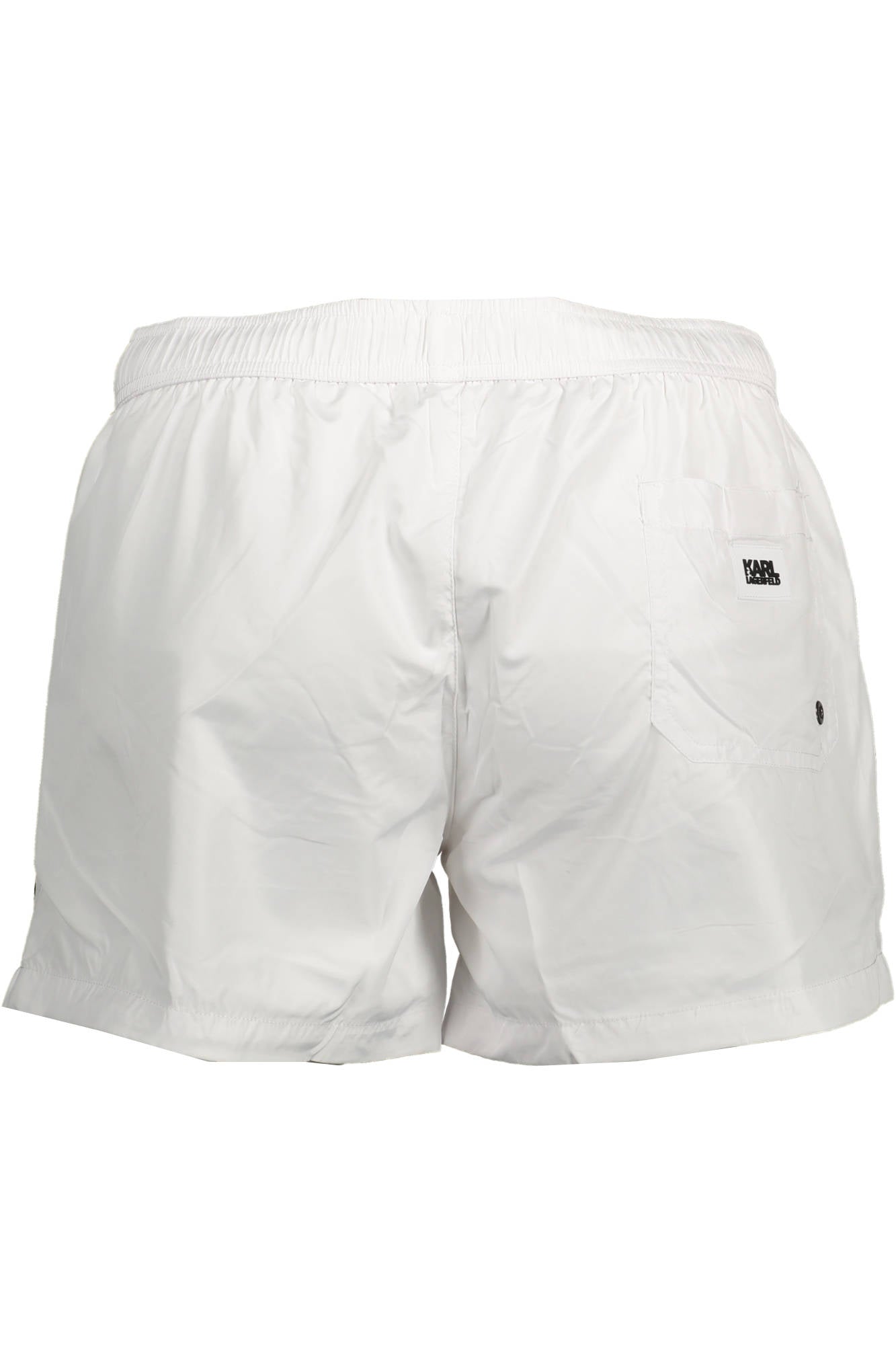 KL22MBS06_BIANCO_WHITE – Elegante weiße Herren-Badeshorts mit Kontrastdetails und Innenslip – Größe: S, L, M – Farbe: Bianco