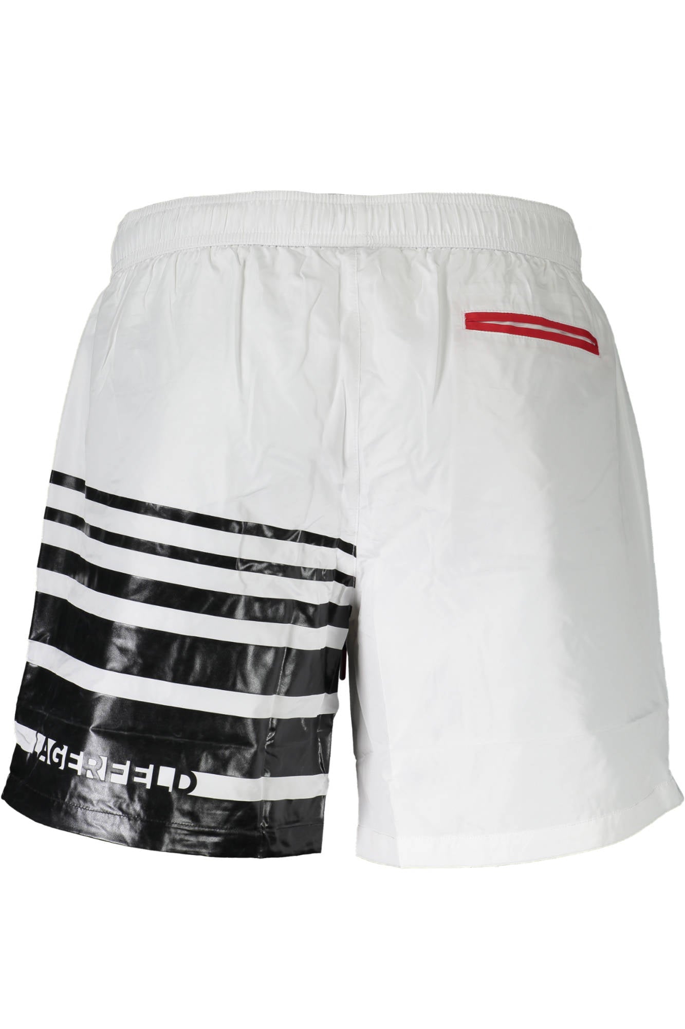 KL20MBM03_BIANCO_WHITE – Moderner Herren-Badeslip in Weiß mit Taschen und Logodetails – Größe: S – Farbe: Bianco