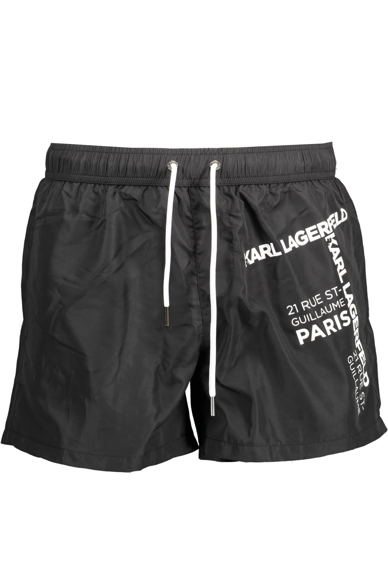 KL22MBS06_NERO_BLACK – Herren-Badeshorts Schwarz mit Print und Taschen - Stilvoll am Strand – Größe: S – Farbe: Nero