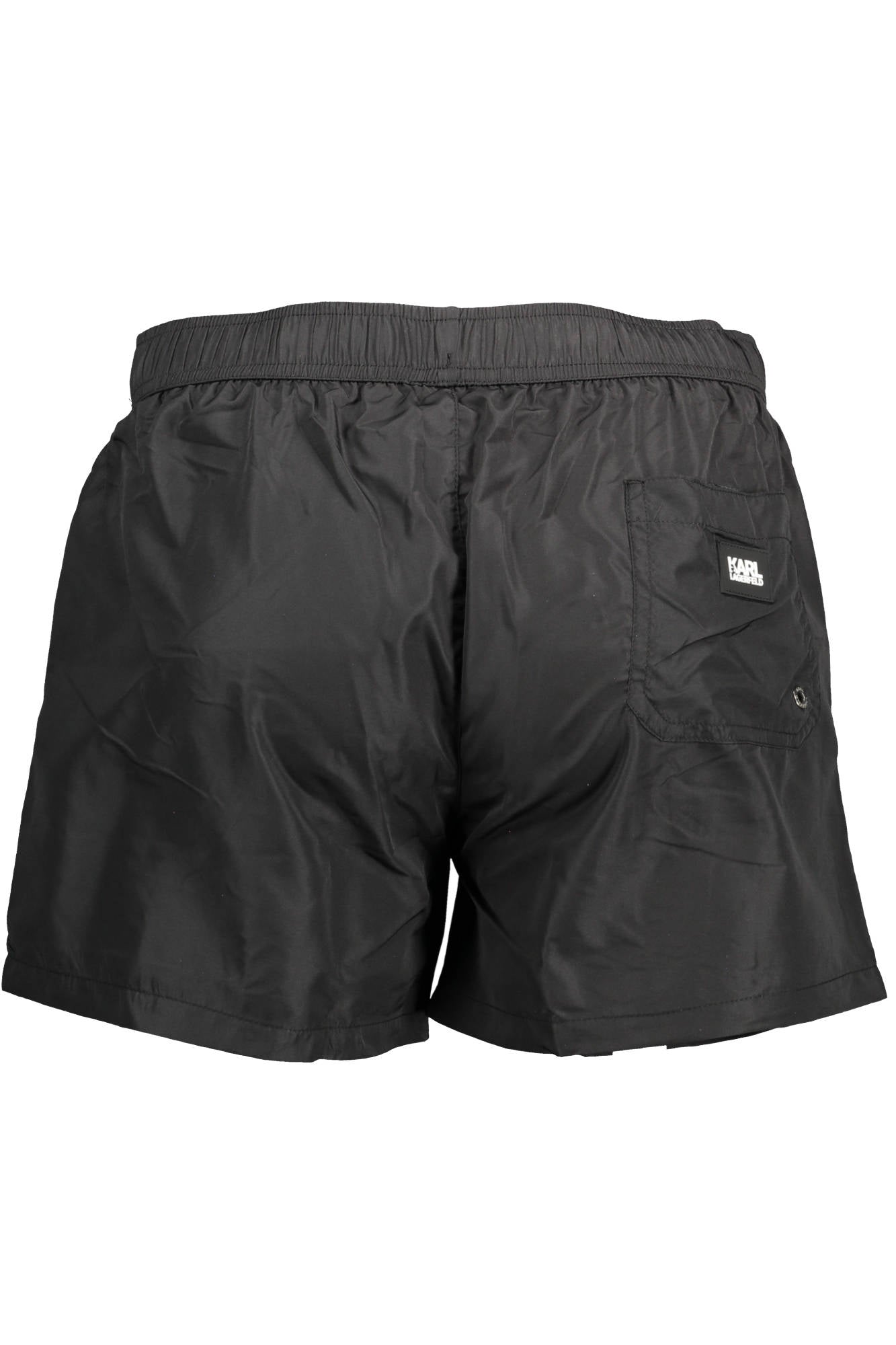 KL22MBS06_NERO_BLACK – Herren-Badeshorts Schwarz mit Print und Taschen - Stilvoll am Strand – Größe: S – Farbe: Nero