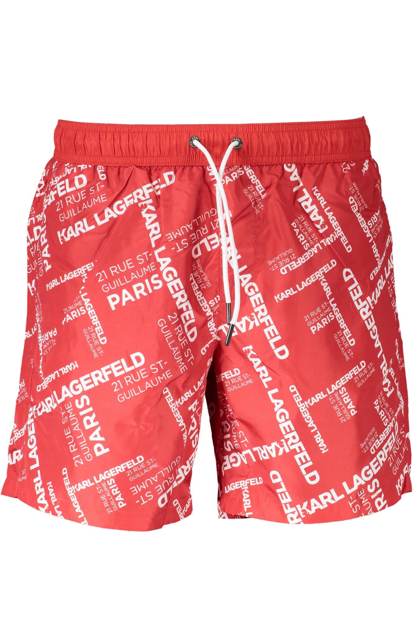KL20MBM08_ROSSO_RED – Stylische rote Herren-Badeshorts mit Taschen und Kordelzug – Größe: S, M, L – Farbe: Rosso