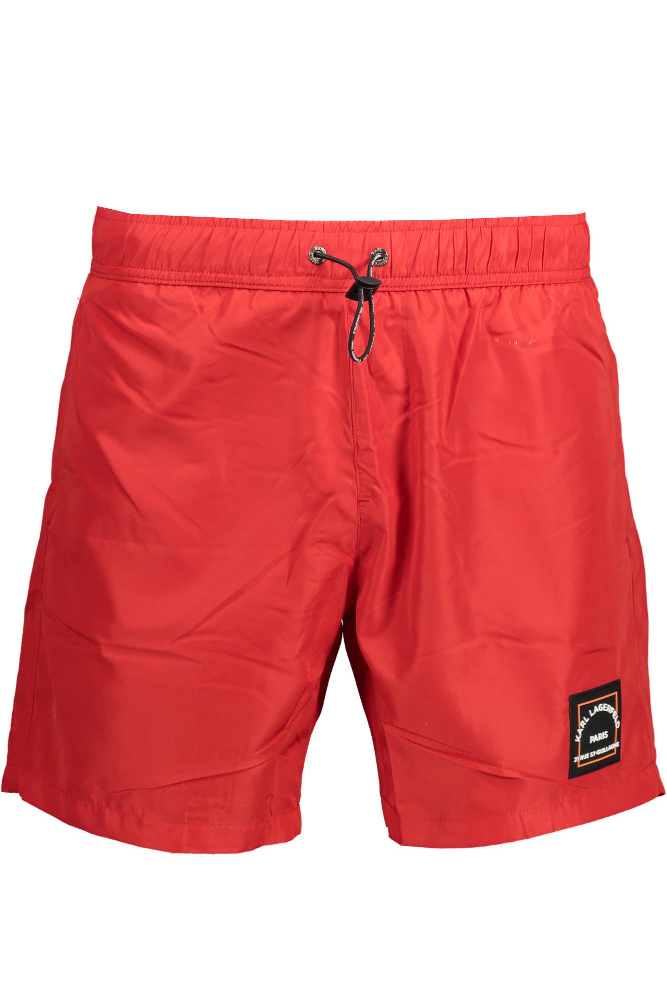 KL22MBM01_ROSSO_RED – Komfortable rote Herren-Badeshorts mit elastischem Bund & Taschen – Größe: S, M, L – Farbe: Rosso