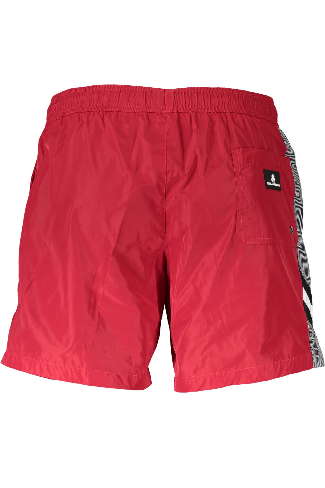 KL20MBM07_ROSSO_RED – Stilvolle Herren Bade-Boxershorts in Rot mit Taschen und Applikation – Größe: S, M – Farbe: Rosso