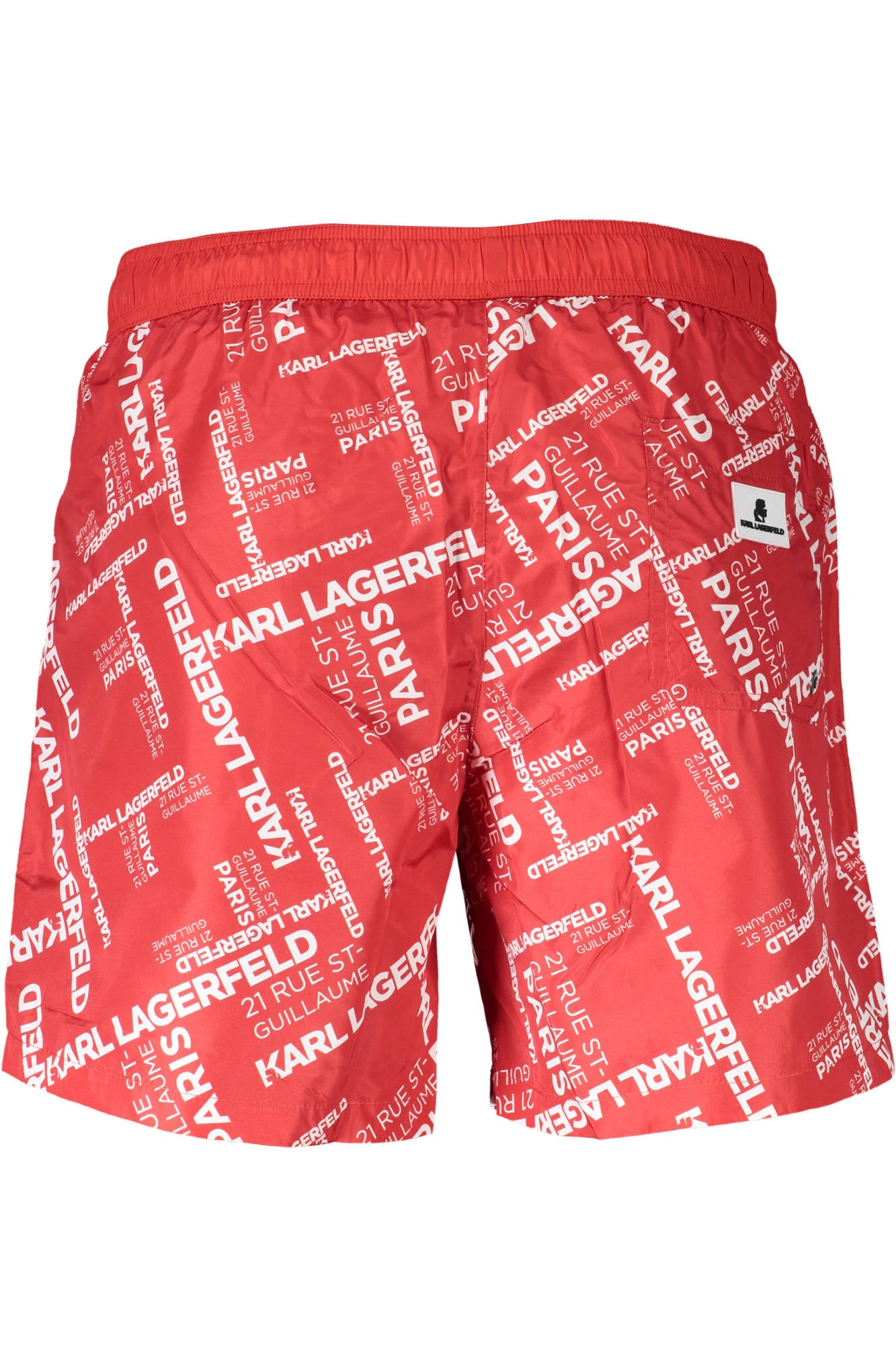 KL20MBM08_ROSSO_RED – Stylische rote Herren-Badeshorts mit Taschen und Kordelzug – Größe: S, M, L – Farbe: Rosso