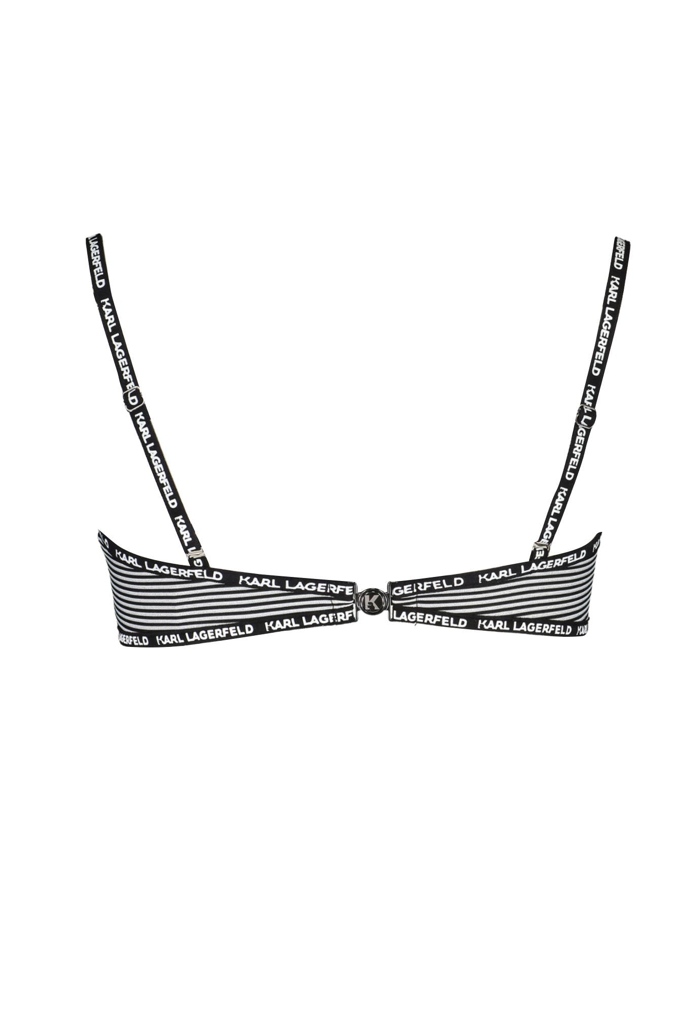 KL21WTP04_NERO_ONLY-ONE-C – Elegantes Damen Bikini-Oberteil Schwarz mit Streifen & Clip-Verschluss – Größe: XS, S – Farbe: Nero