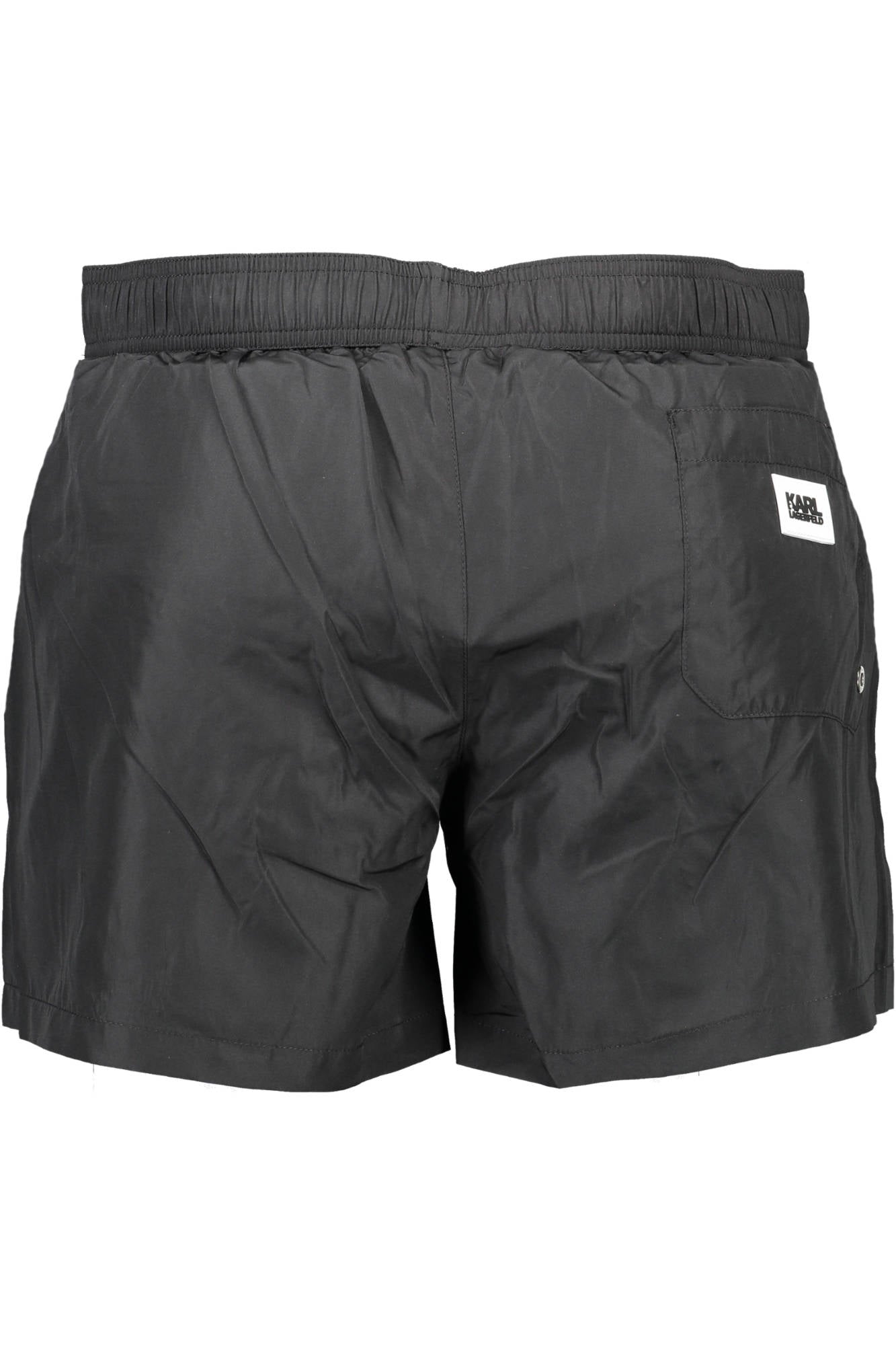 KL21MBS02_NERO_BLACK – Elegante Herren Badehose Schwarz mit Kontrasten und Kordeln – Größe: S – Farbe: Nero