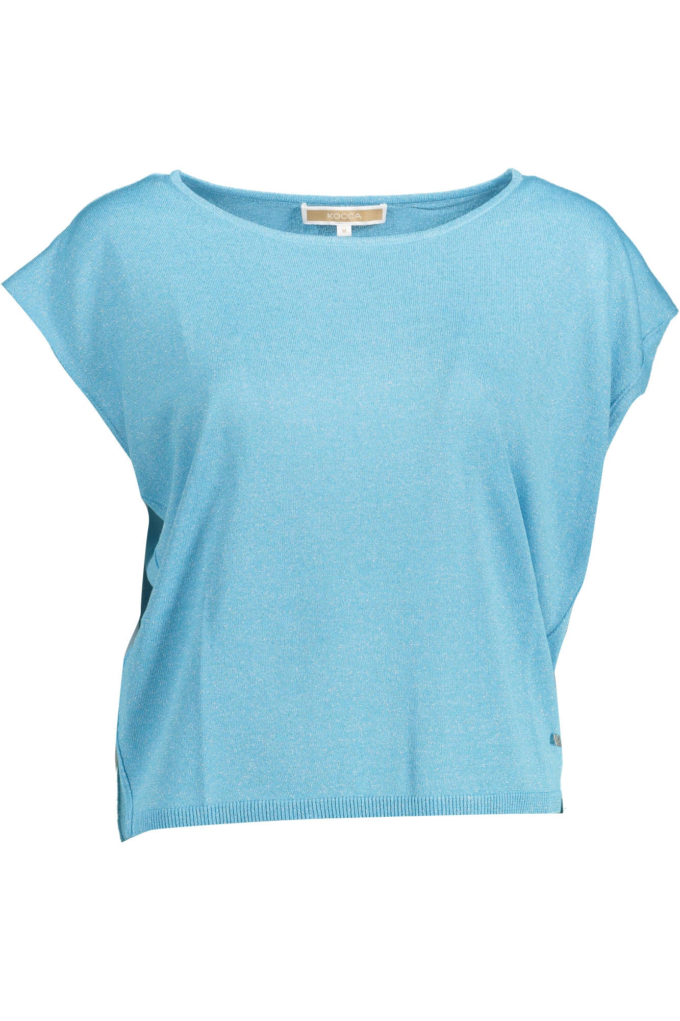 GIULIA_AZZURRO_70006 – Ärmelloses Damen-T-Shirt in Blau mit U-Boot-Ausschnitt & Logo – Größe: XS, S, M, XL – Farbe: Azzurro