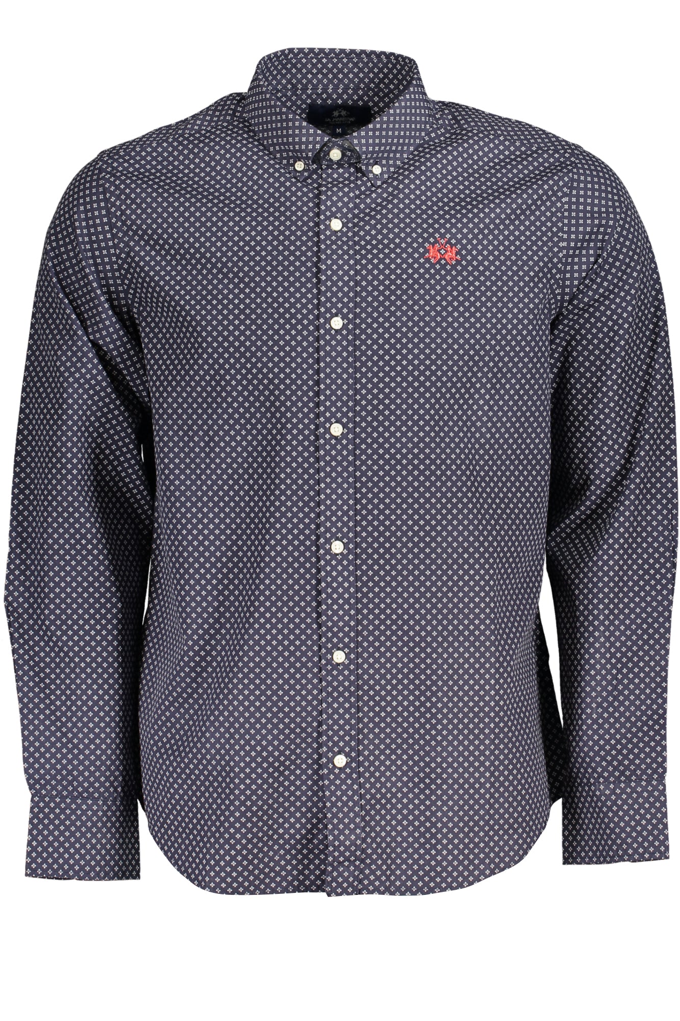WMC029PP660_BLF7002 – Herrenhemd Blau - Langarm, Muster, Button-Down, Gesticktes Logo – Größe: S, M, L – Farbe: Blu