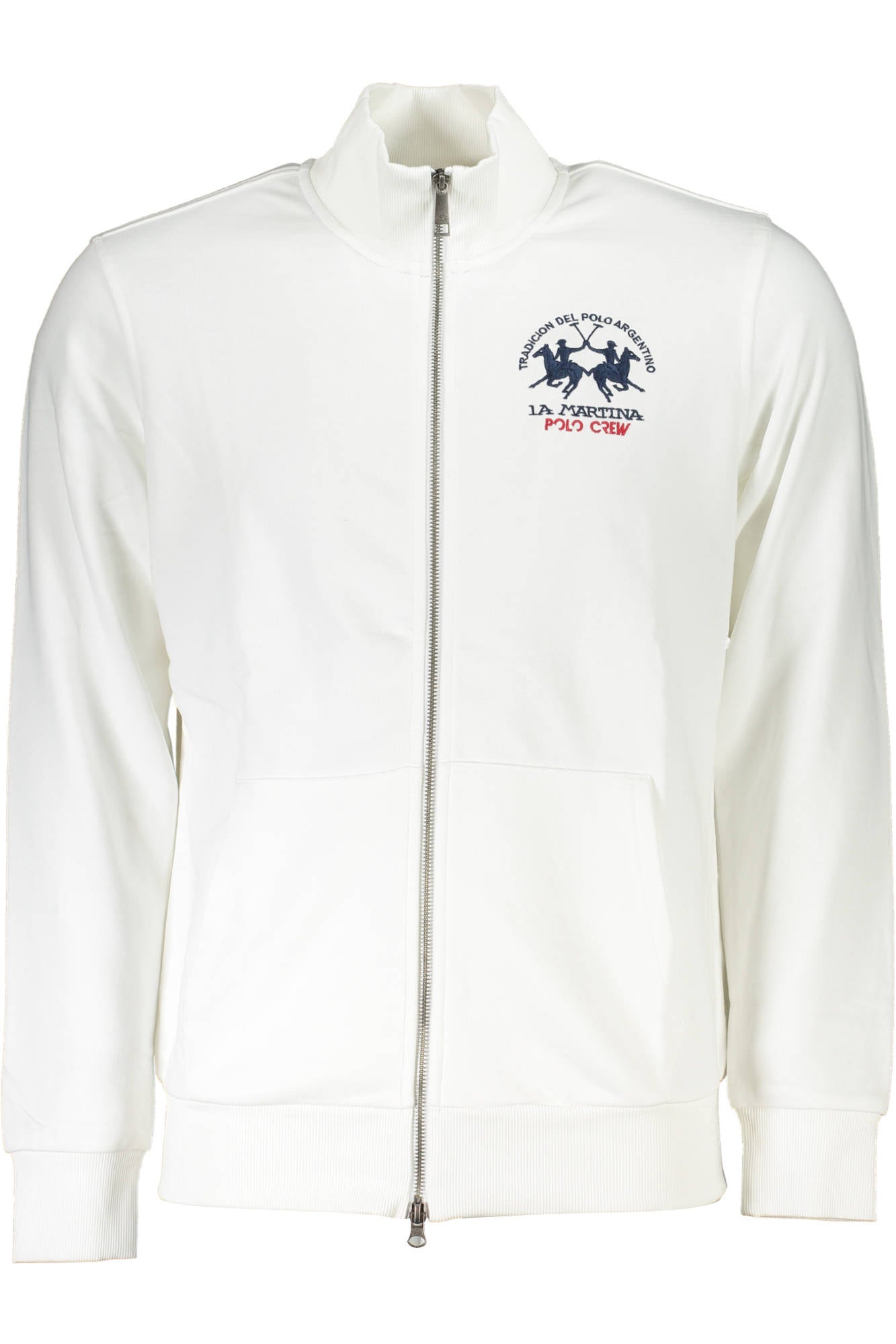 XMF010-FP112_BIANCO_00001 – Stilvolles Herren-Sweatshirt in Weiß mit Reißverschluss und Stickerei – Größe: M, L – Farbe: Bianco