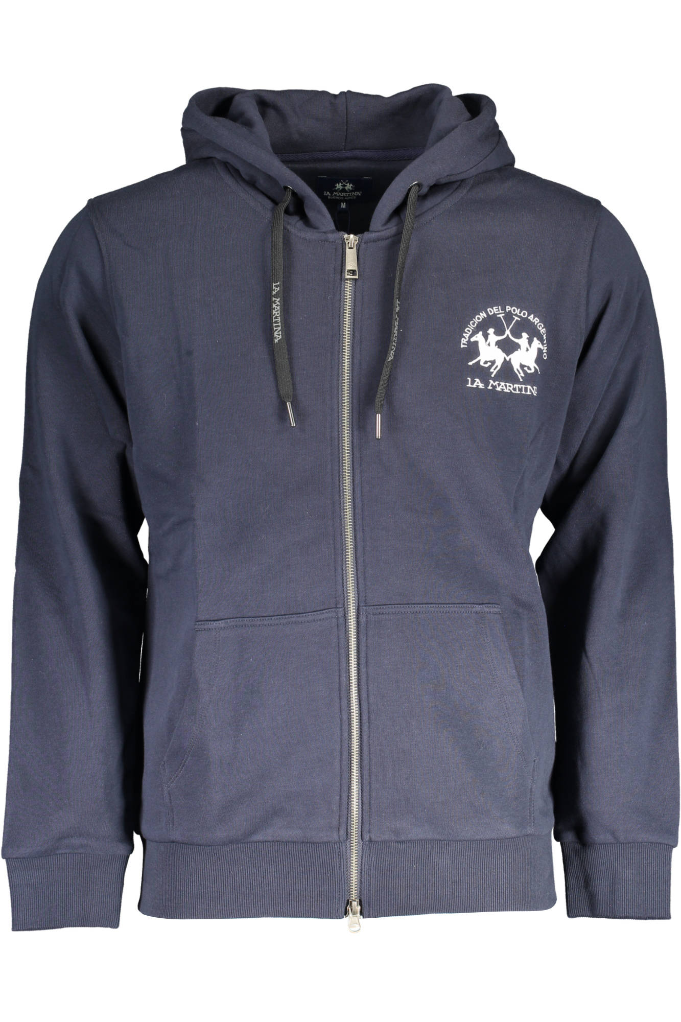 XMF003-FP548_BLU_07017 – Herren-Sweatshirt Blau: Langarm, Reißverschluss, Stickerei, Taschen – Größe: L, XL, S, M, 3XL – Farbe: Blu