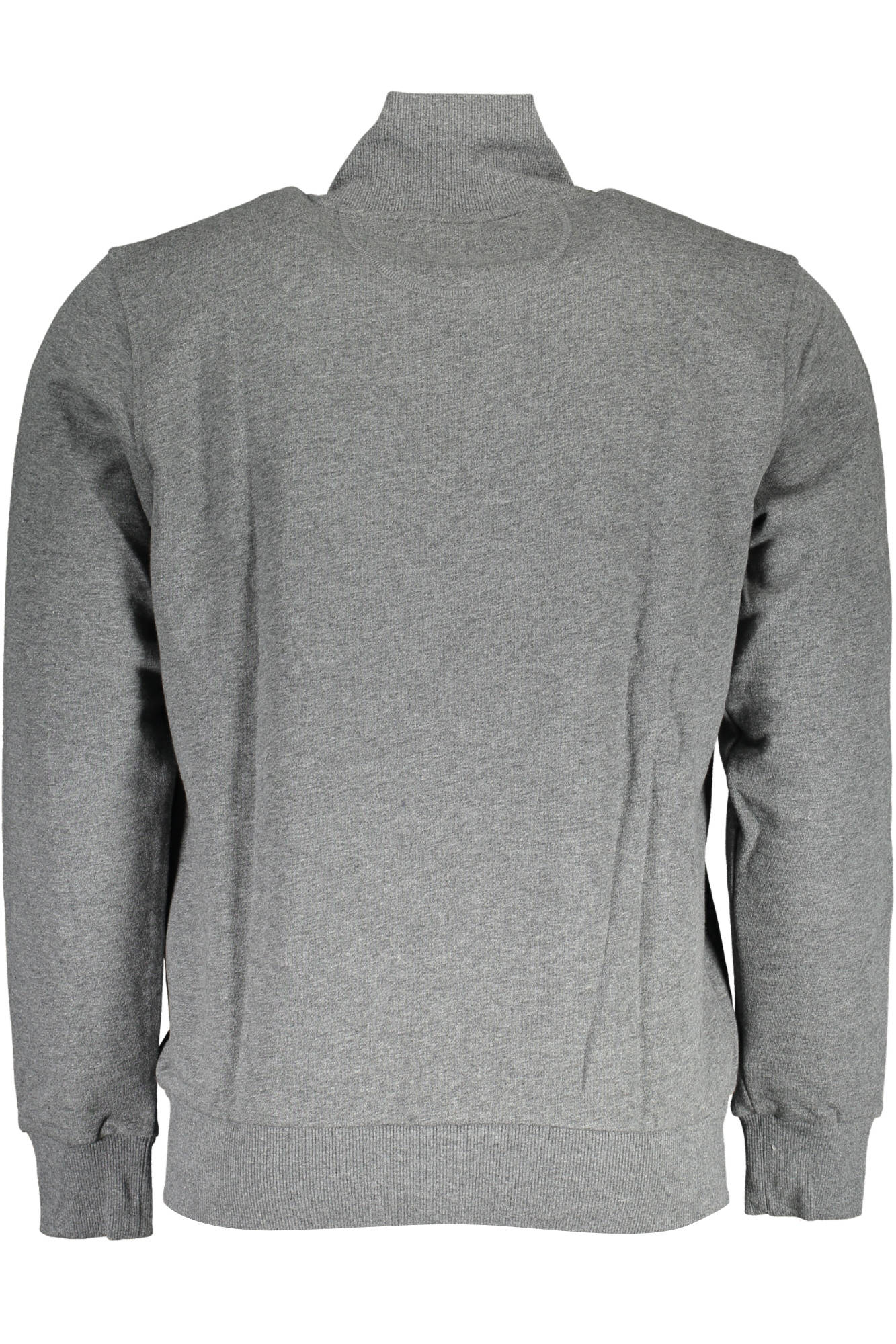 XMF005-FP548_GRIGIO_01049 – Herren Sweatshirt Grau: Langarm-Fleece mit Reißverschluss & Stickerei – Größe: S, M, L, XL, 2XL, 3XL – Farbe: Grigio