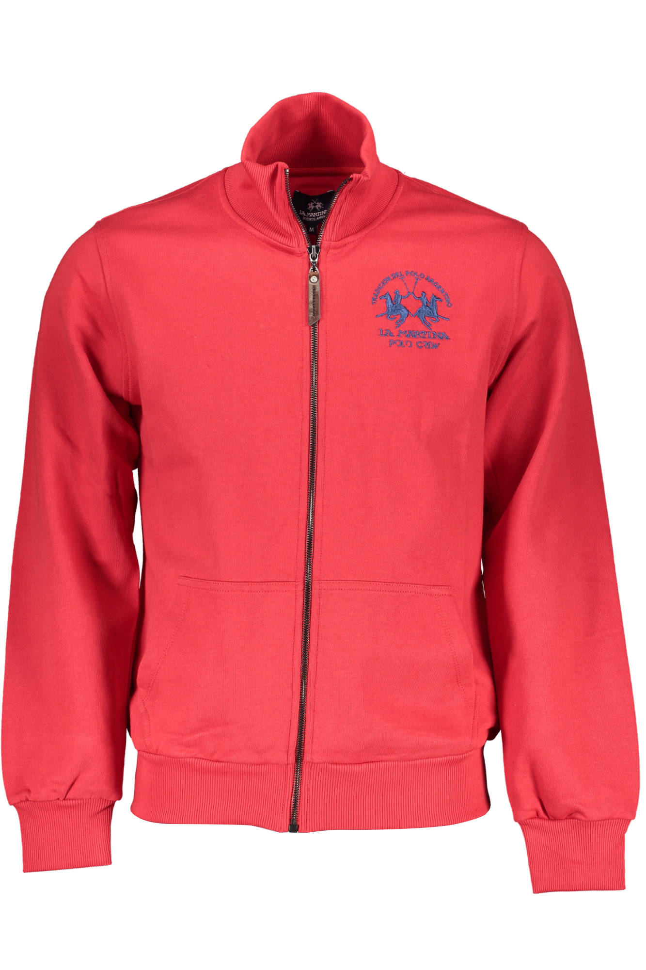 XMF005-FP059_ROSSO_06084 – Herren-Sweatshirt Rot mit Reißverschluss & Stickerei - Fleece Komfort – Größe: M, L, XL – Farbe: Rosso