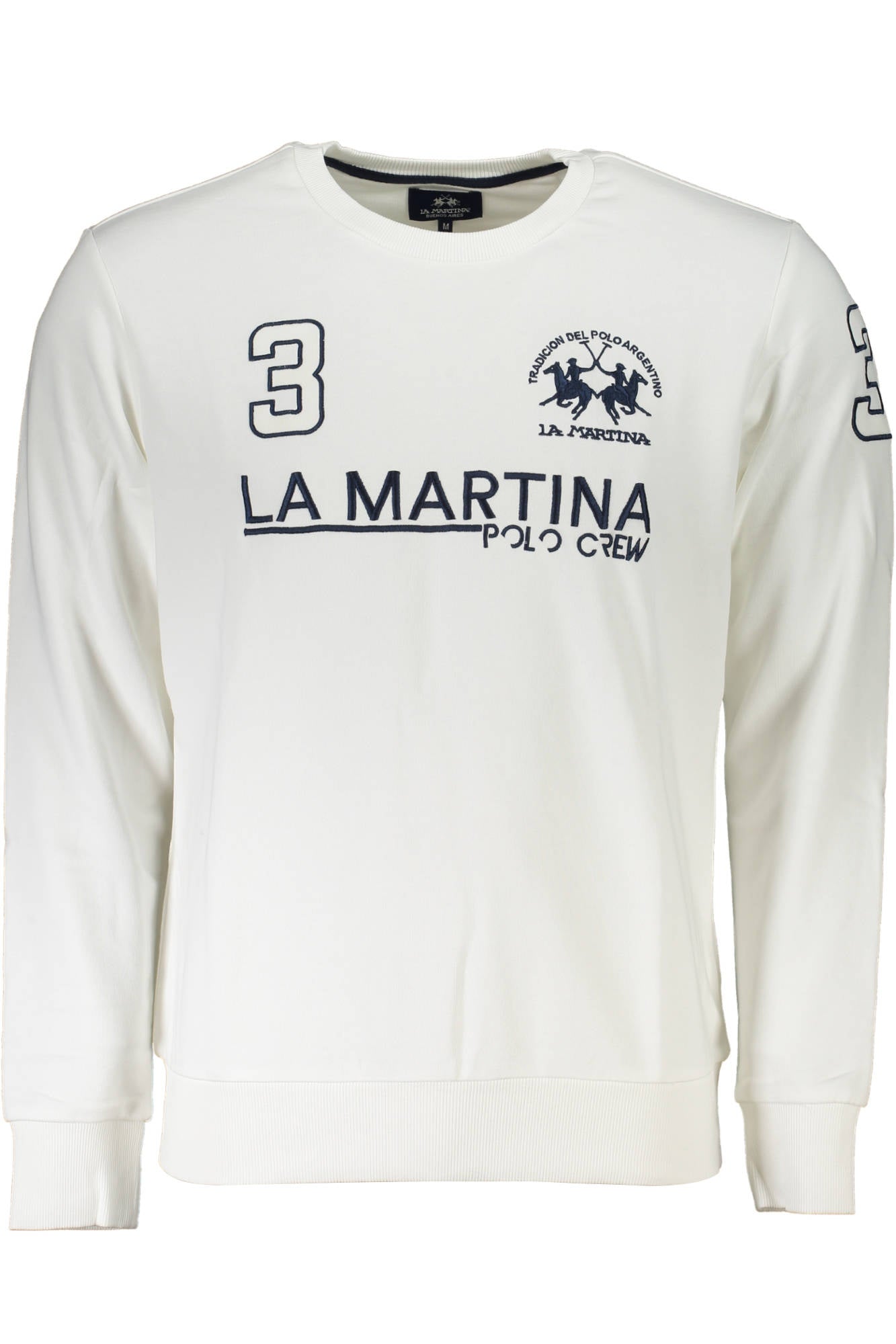 XMF310-FP112_BIANCO_00001 – Herren-Sweatshirt Weiß: Langarm, Rundhalsausschnitt, Stickerei, Kontrast – Größe: XL – Farbe: Bianco