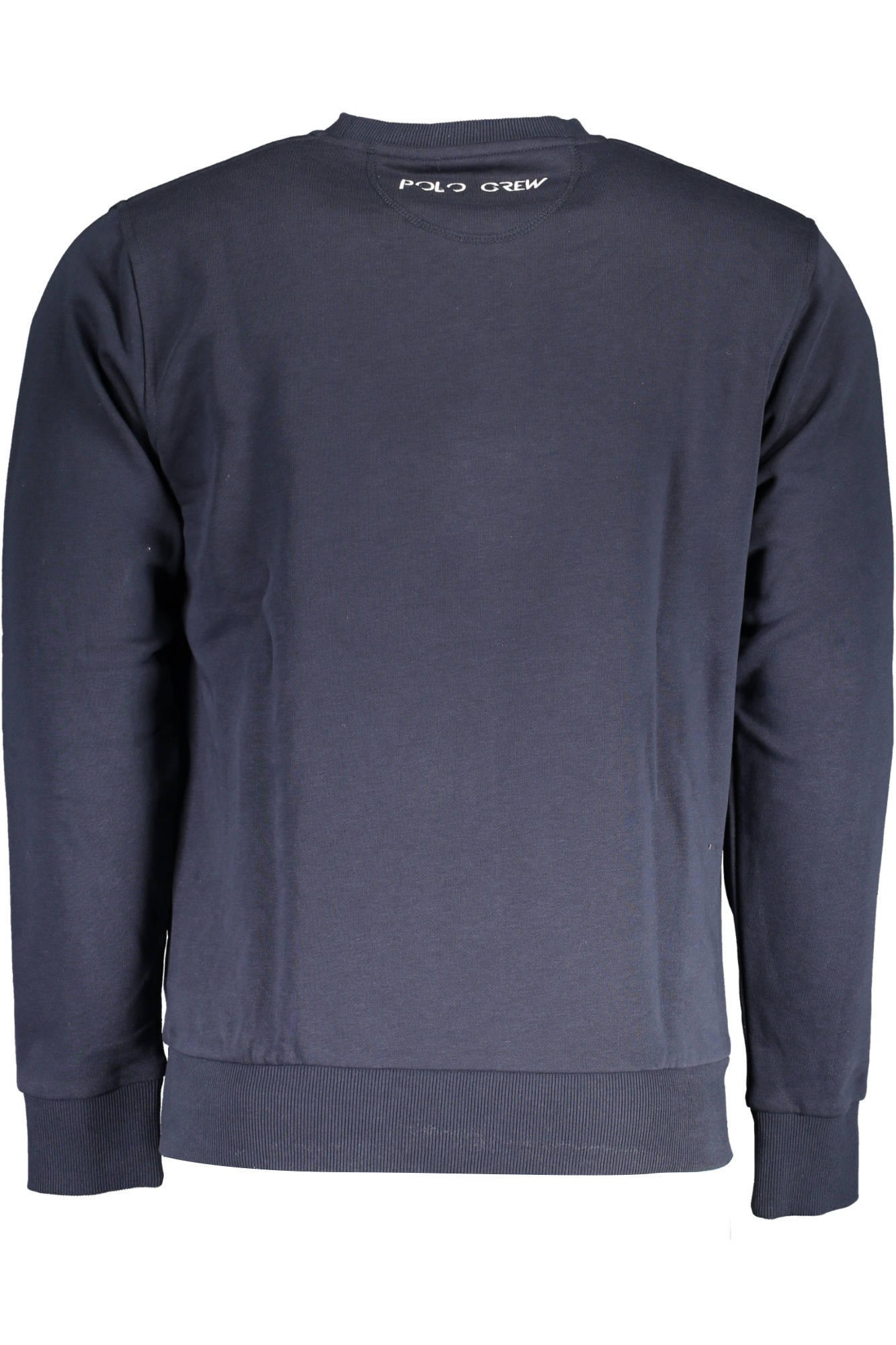 XMF004-FP548_BLU_07017 – Herren Pullover Blau: Langarm, Rundhals, Stickerei & Kontraste – Größe: S, M, L, XL, 2XL, 3XL – Farbe: Blu