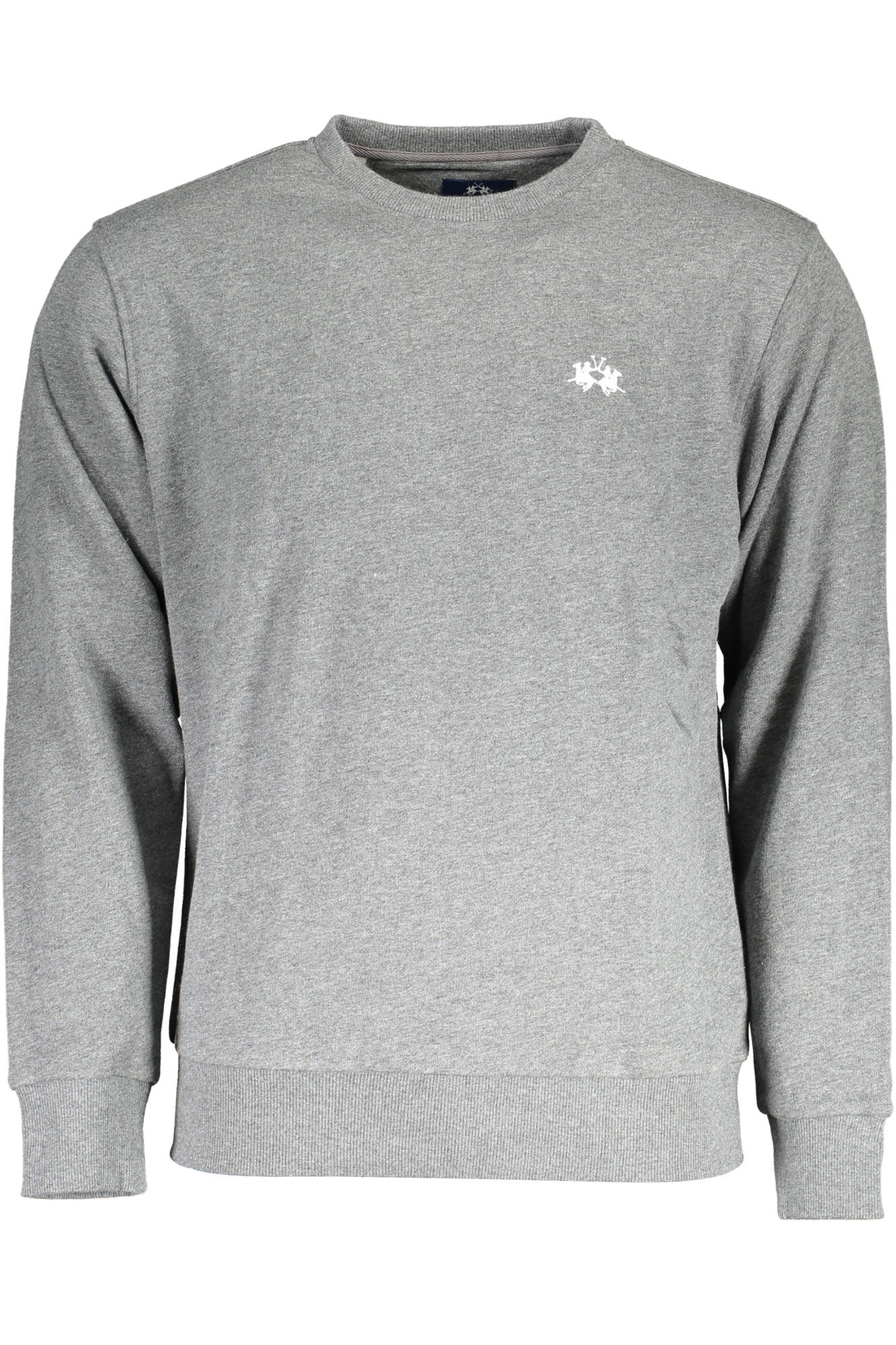 XMF004-FP548_GRIGIO_01049 – Graues Herren-Sweatshirt: Stilvoll & Sportlich mit Stickerei & Details – Größe: S, M, L, XL, 2XL, 3XL – Farbe: Grigio