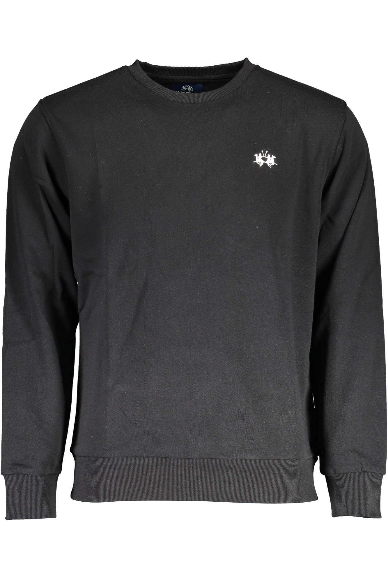XMF004-FP548_NERO_09999 – Herren Pullover Schwarz - Langarm, Rundhals & Stickerei Details – Größe: S, M, L, XL, 2XL, 3XL – Farbe: Nero