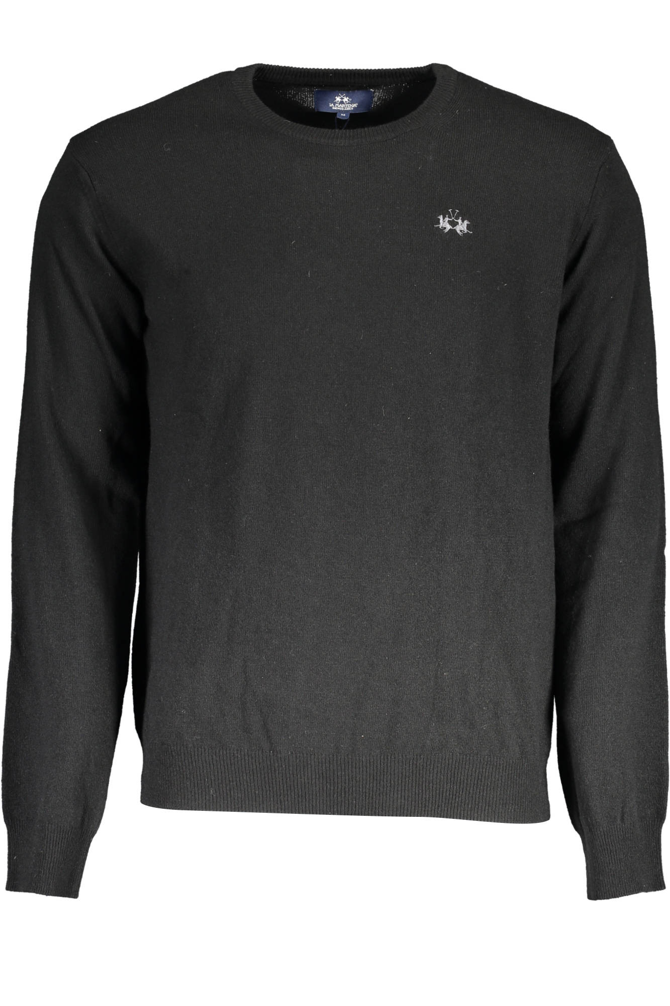 XMS004-YW084_NERO_09999 – Eleganter schwarzer Herrenpullover mit Stickerei und Rundhals – Größe: S, M, L, XL, 2XL, 3XL – Farbe: Nero