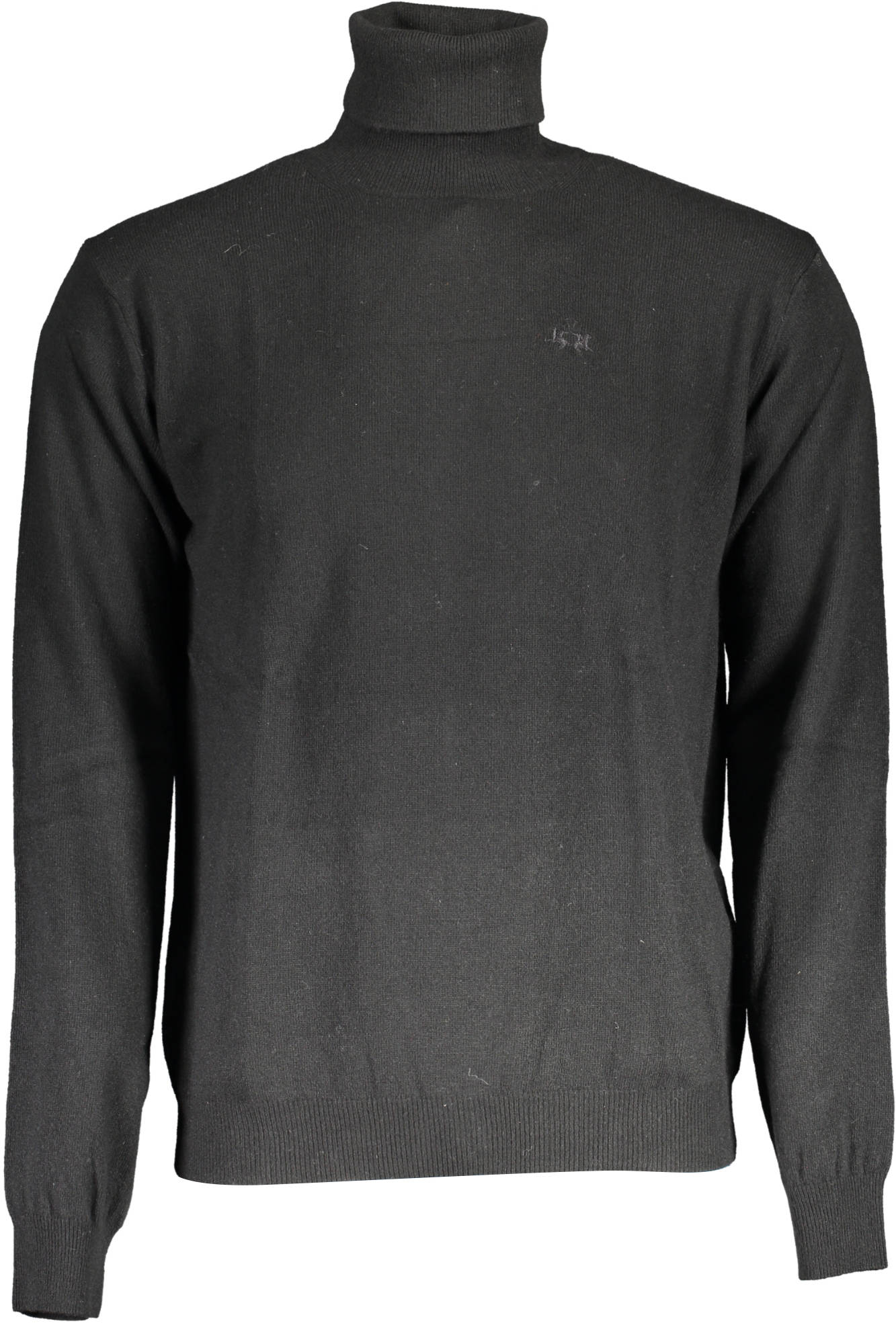 XMS005-YW084_NERO_09999 – Eleganter Herren-Rollkragenpullover in Schwarz mit Stickerei-Details – Größe: L, XL, 2XL – Farbe: Nero