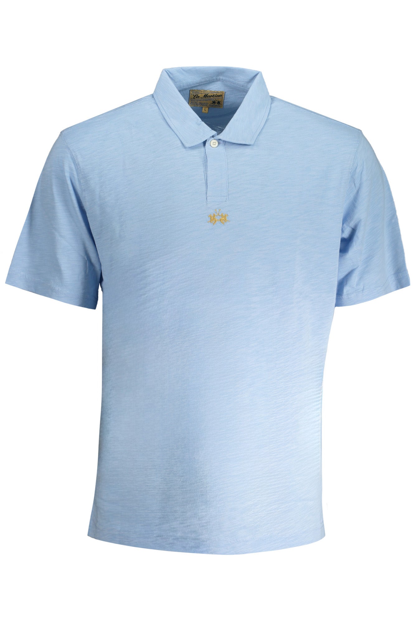 YMP018JS259_AZ07003 – Elegantes hellblaues Kurzarm-Polohemd für Herren mit Stickerei – Größe: S, M, L, XL, 2XL – Farbe: Azzurro